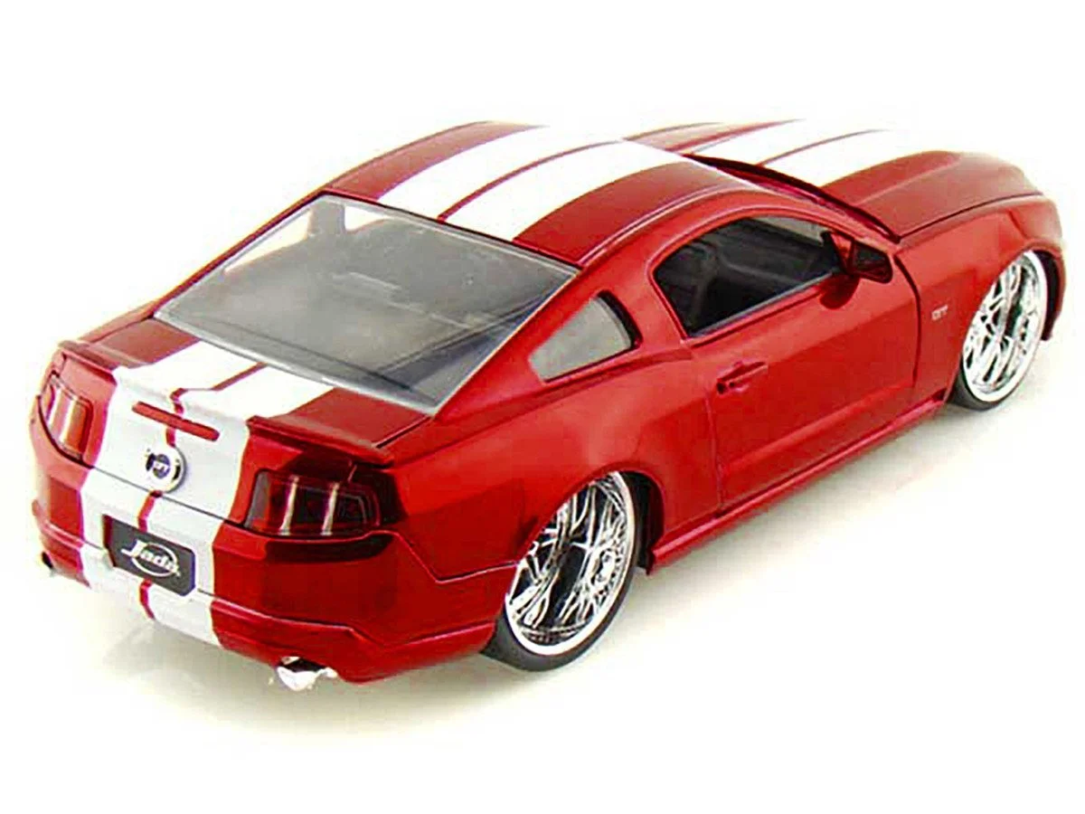 2010 Ford Mustang GT Red Metallic with White Stripes 1/24 Diecast Car