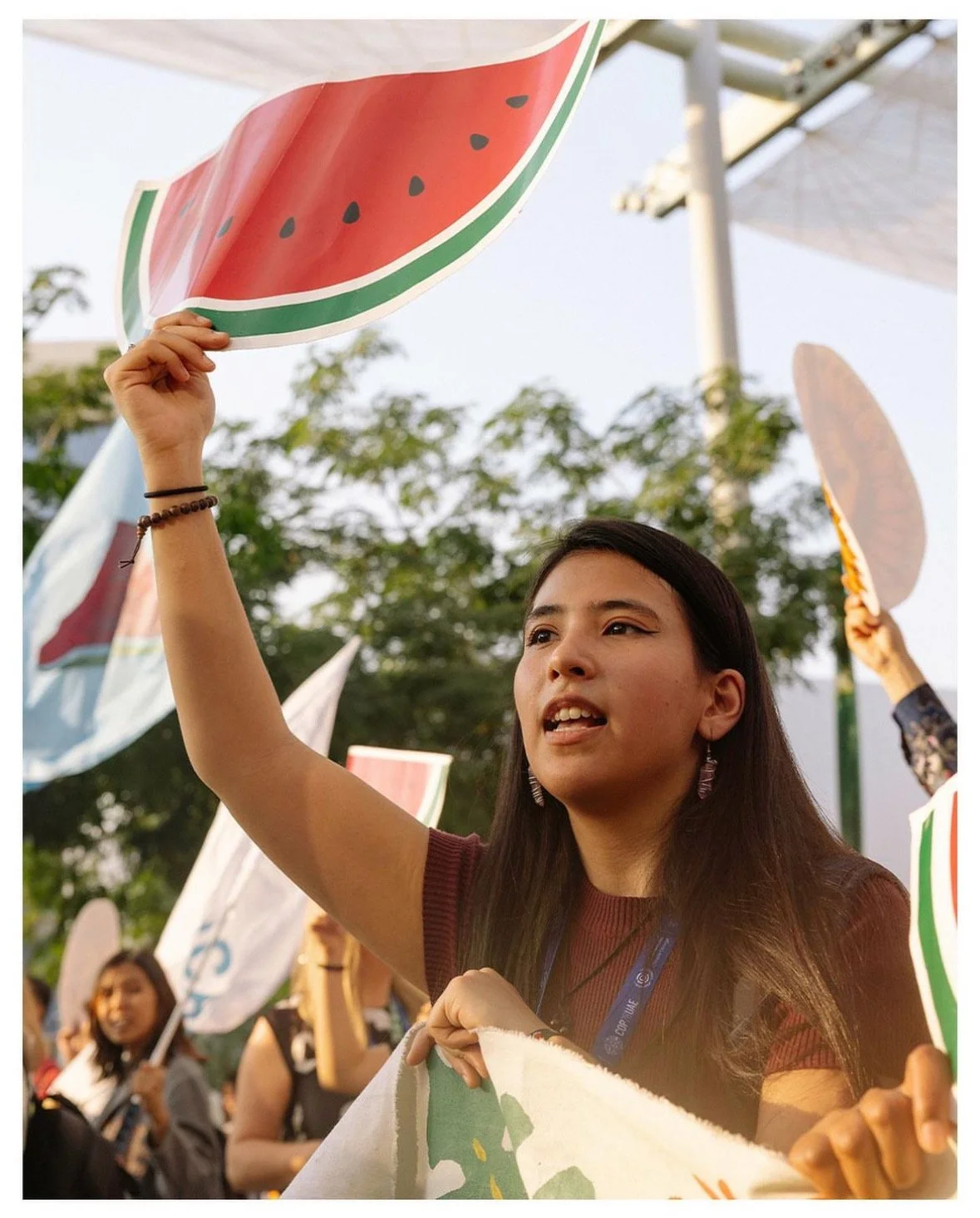 Alexia Leclercq at a protest during COP27