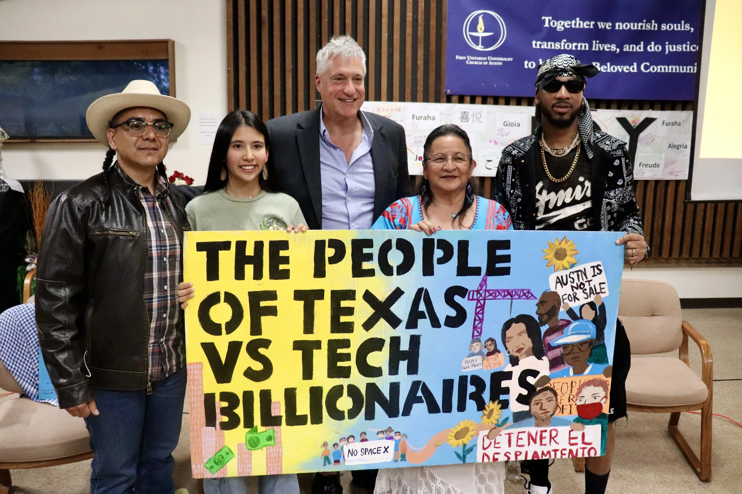 Alexia Leclercq speaking along side Chris Smalls and Steven Donziger and Susana Almanza