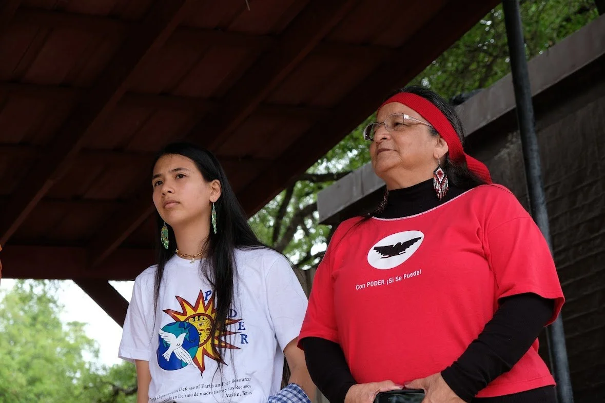 Alexia Leclercq alongside Susana Almanza at the Cesar Chavez event in East Austin