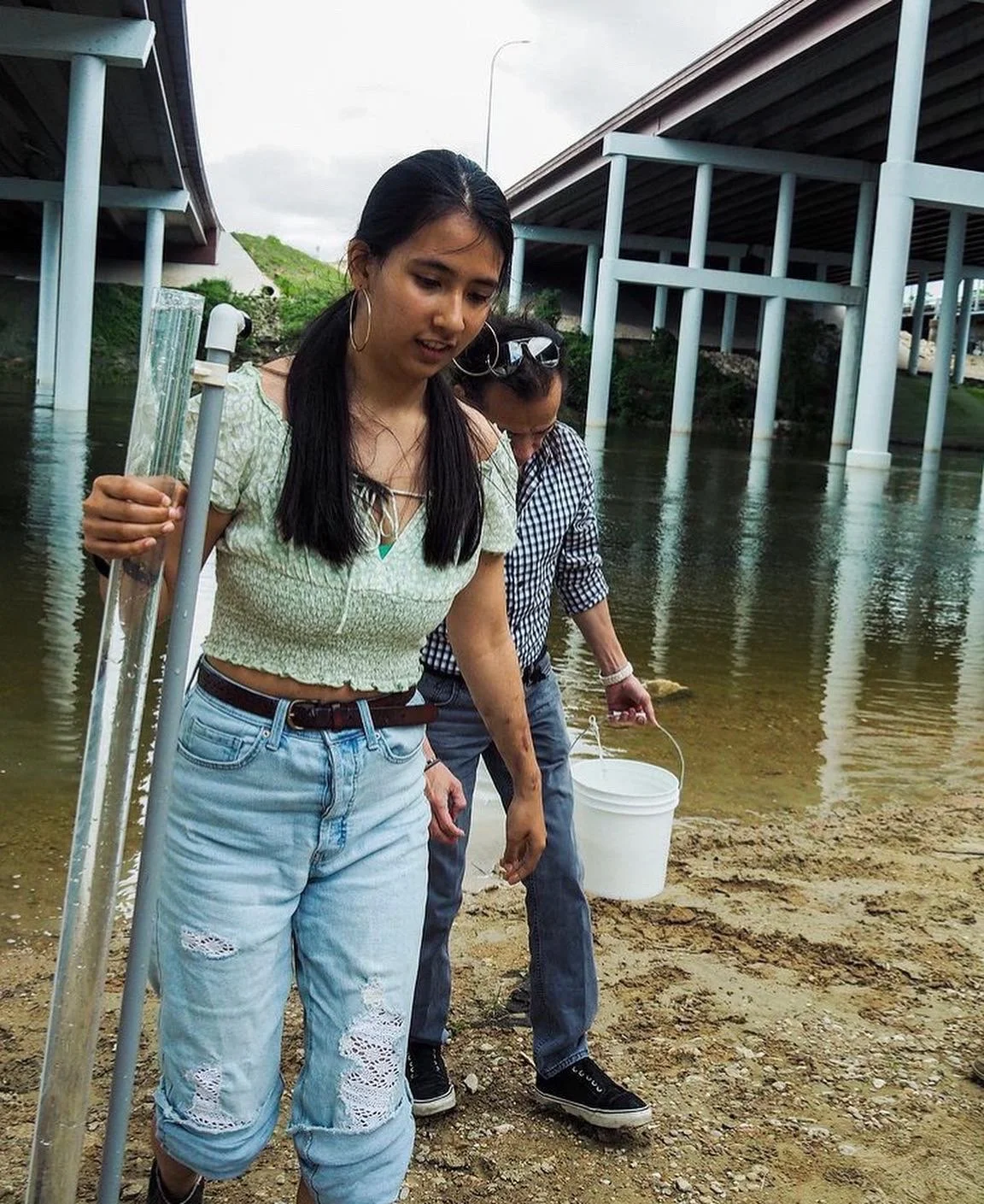 Alexia Leclercq doing water quality testing of the Colorado River