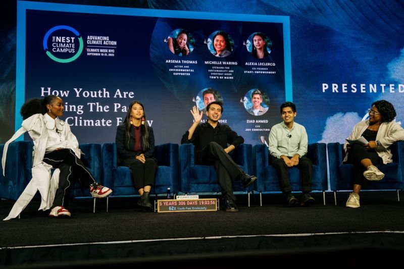 Alexia Leclercq speaking at The Nest Climate Campus at New York Climate Week