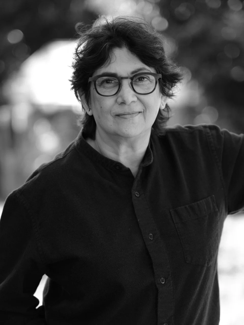 Black and white photo of Shani Mootoo