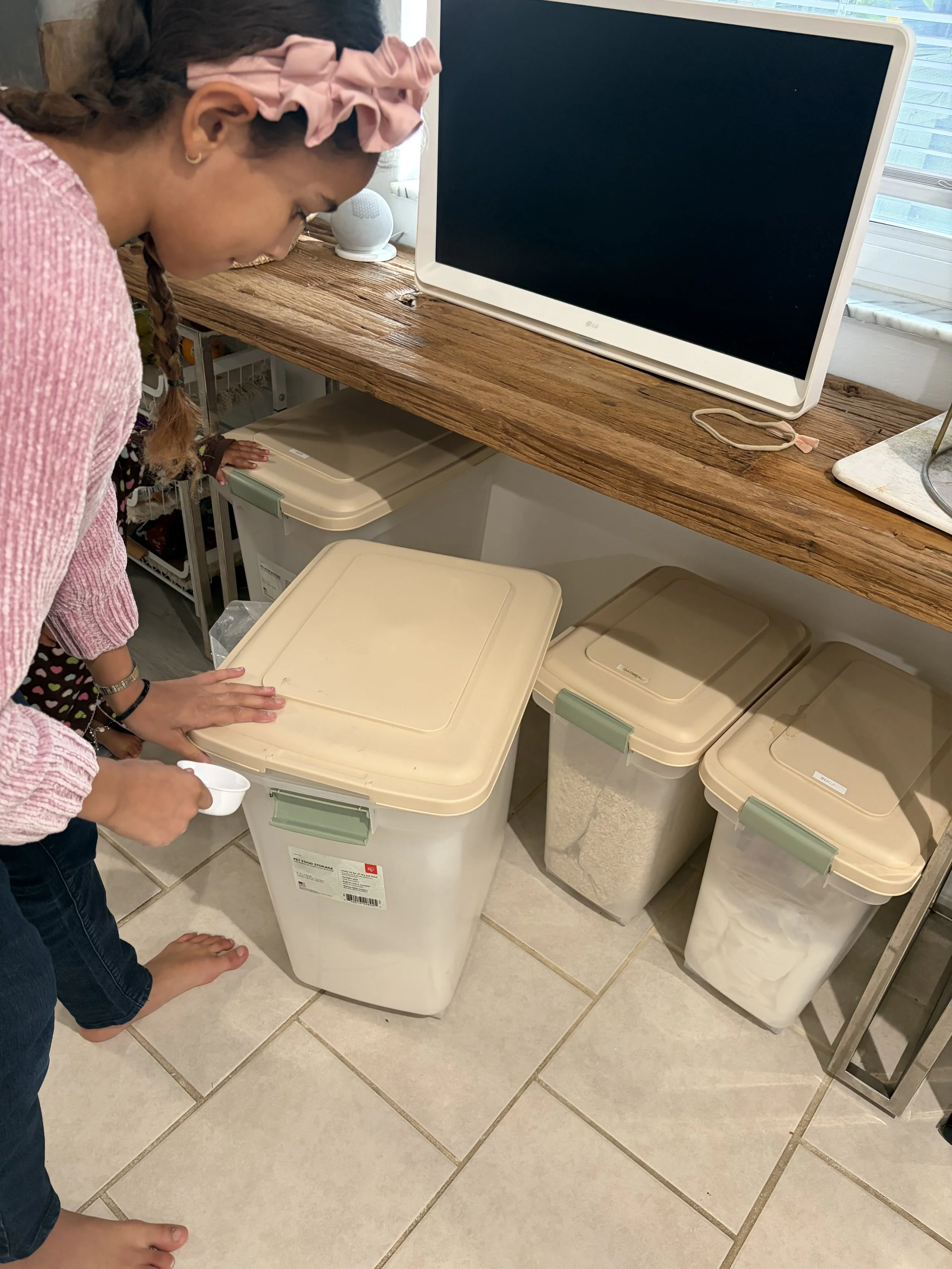 Neutral Rolling Ingredient Bins for 30lb, even 50lb Dry Food Storage