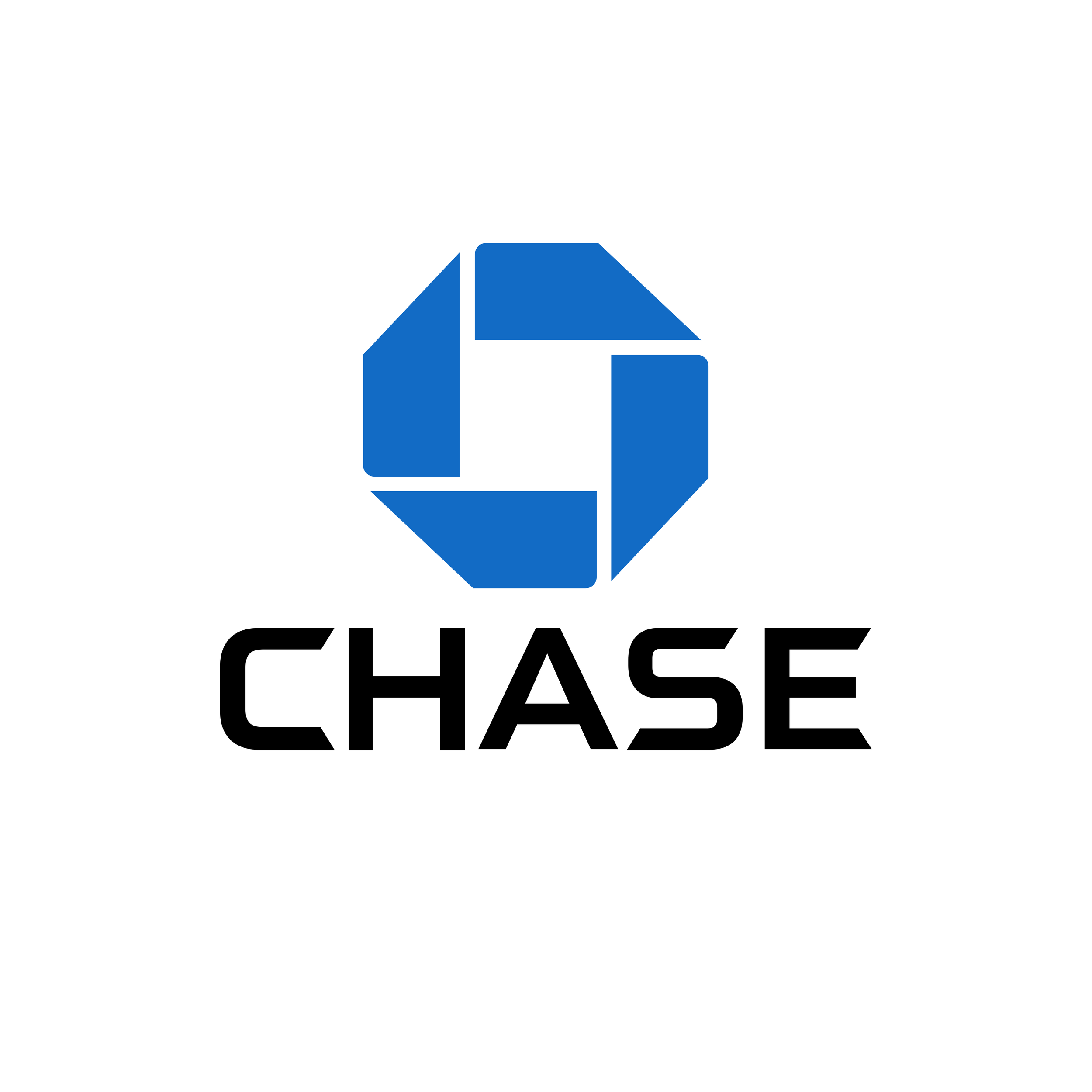 Chase bank logo with blue hexagonal symbol and black text.