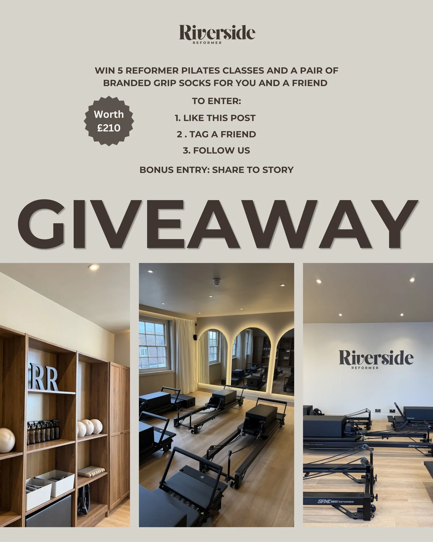 Giveaway time! ✨

To celebrate the opening of Riverside Reformer on Monday 20th April we&rsquo;re hosting a special giveaway!

Two winners and a friend of their choice will each receive: 🤍5 class pack 🤍A pair of Riverside Reformer grip socks

How t