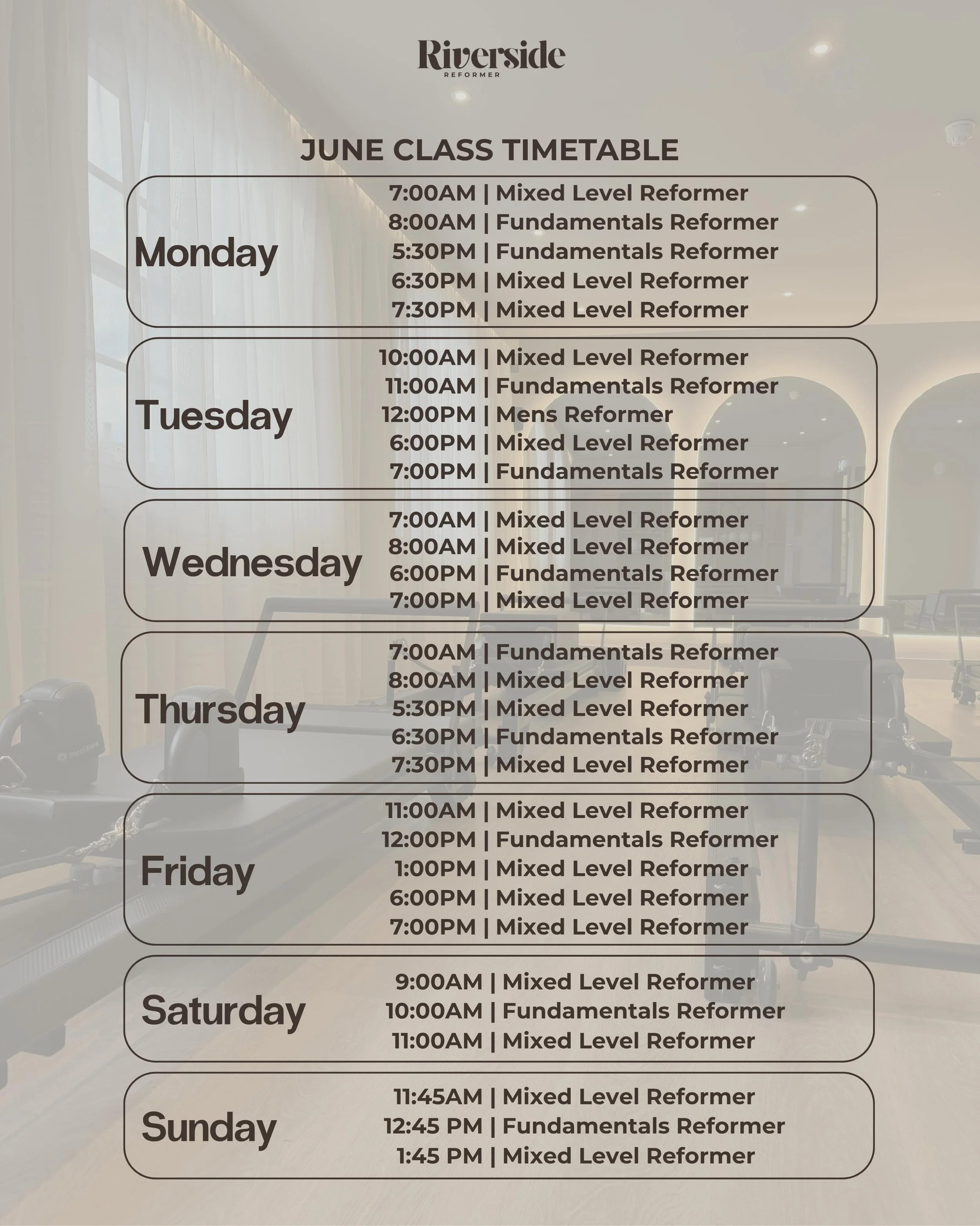 Our timetable is expanding from Sunday 7th June!🤍

You asked, we listened🫶 There are now more classes throughout the day and a brand new men&rsquo;s reformer class on our timetable. Head to Momence or use the link in our bio to book in and secure y
