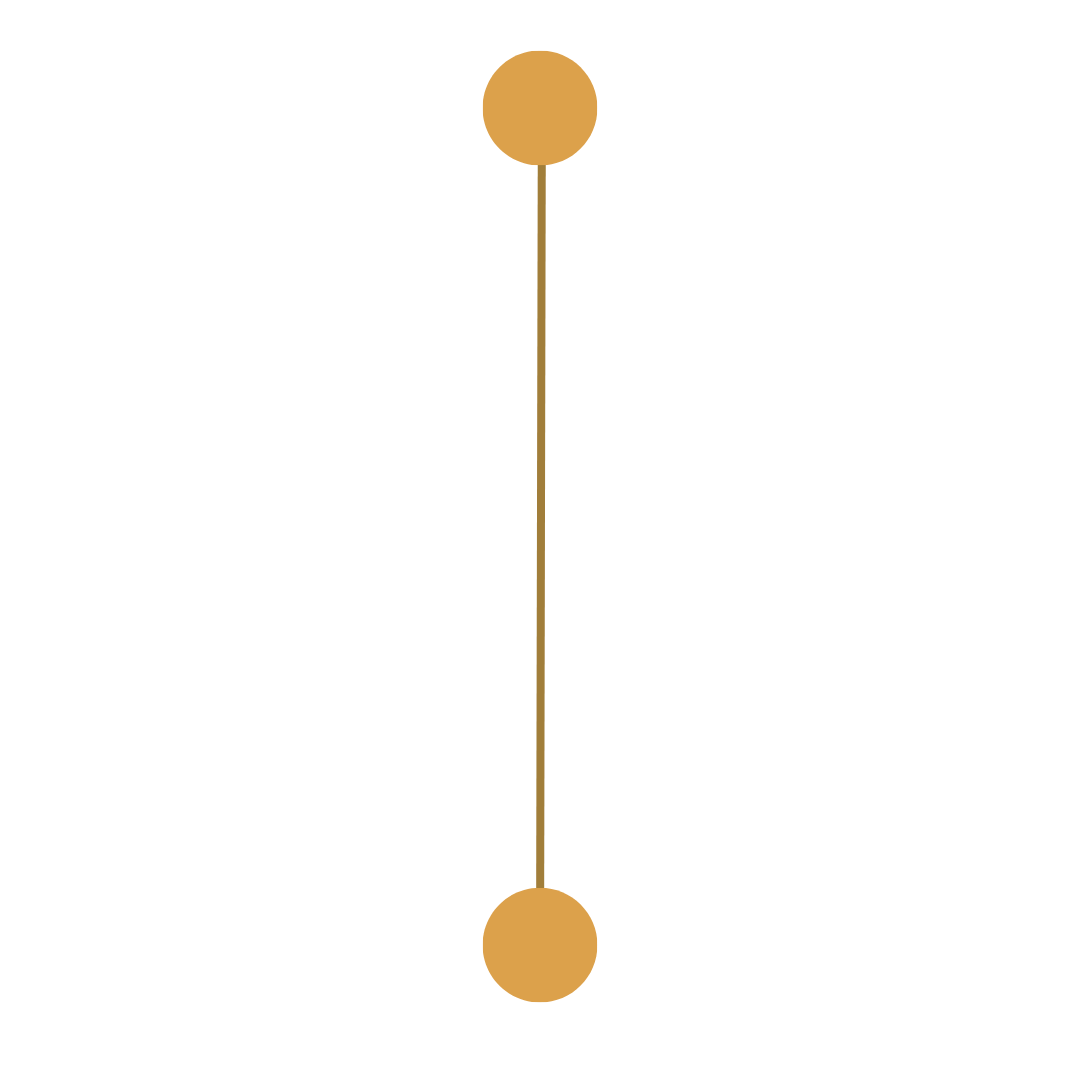 A vertical line connecting two gold circles, one at the top and one at the bottom.