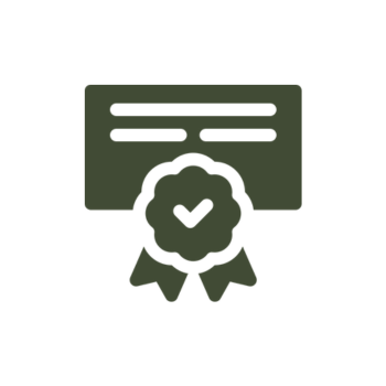 Certificate with a checkmark badge in front of it.