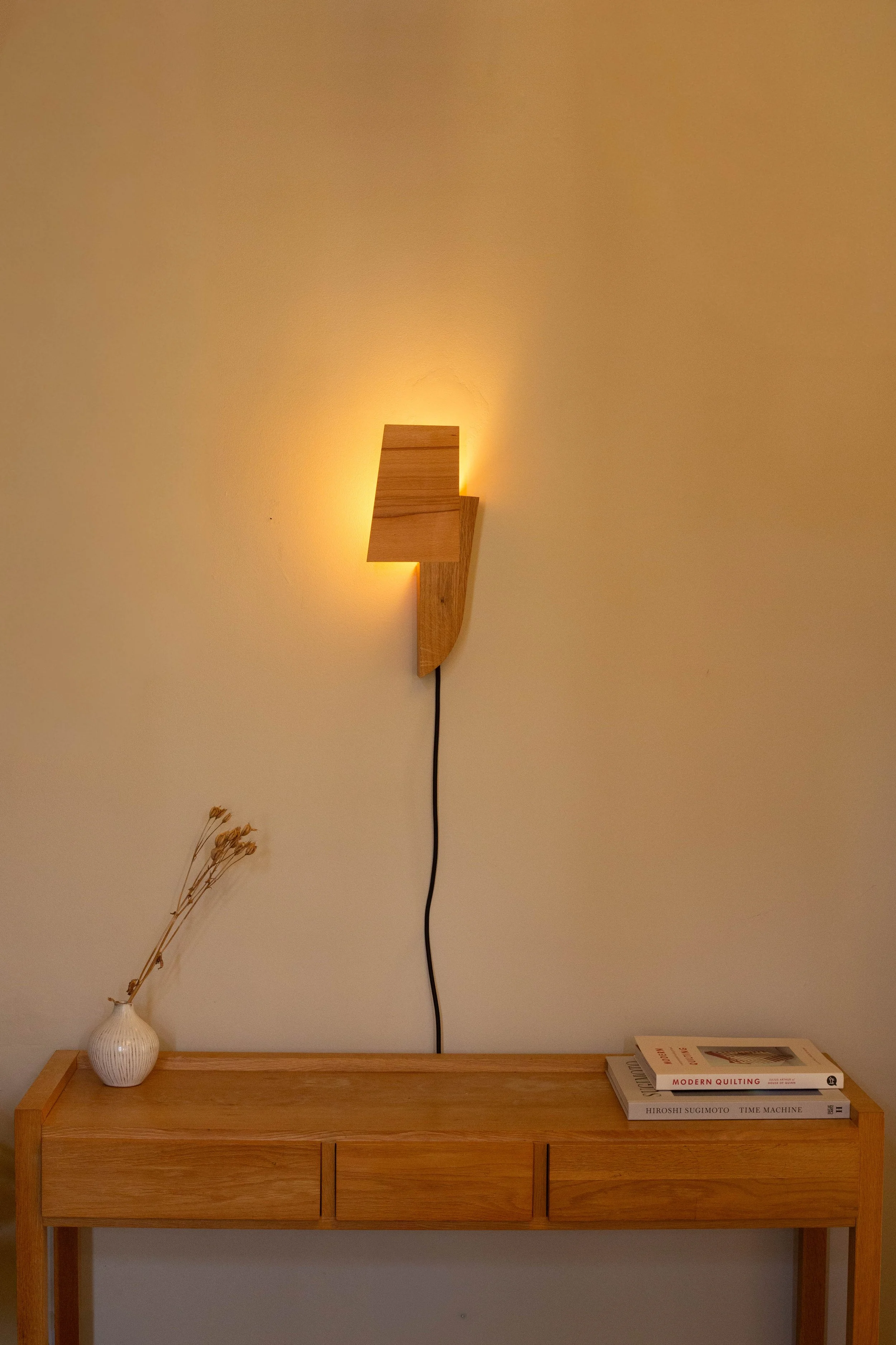 M-A Studio JA2 wall light, handmade certified hardwood with cable