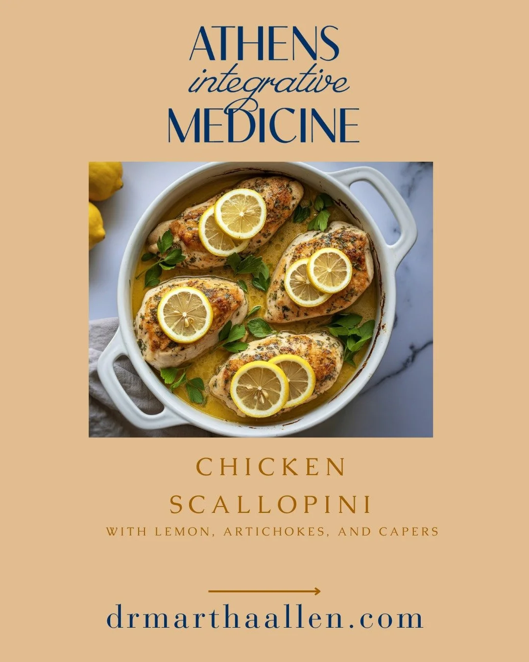 Nourish your body with simple, delicious, whole-food cooking ✨

This week we&rsquo;re loving Chicken Scallopini with lemon, artichokes, and capers&mdash;bright, flavorful, and perfect for supporting vibrant health from the inside out.

#athensintegra