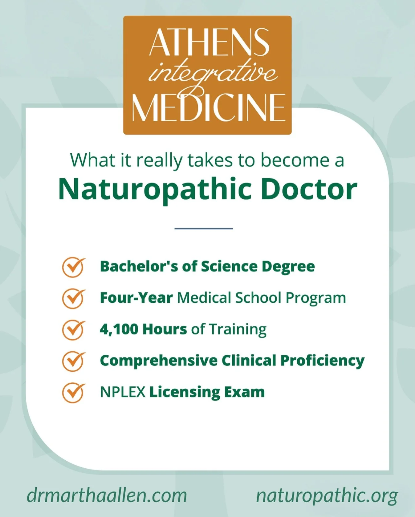 Ever wonder what it actually takes to become a naturopathic doctor? 🎓🌿 

The path to becoming an ND is a demanding one. It starts with a bachelor&rsquo;s degree and pre-med coursework, followed by a four-year, in-residence medical program with a 