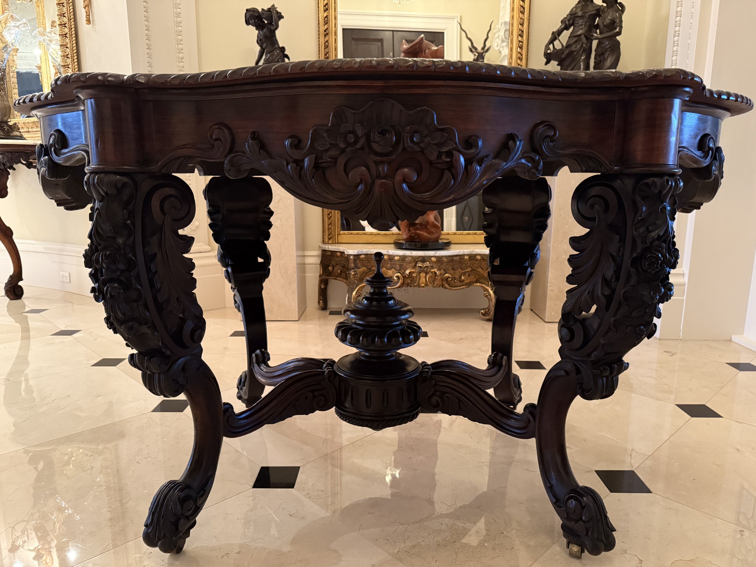French antique carved rosewood parlour table
