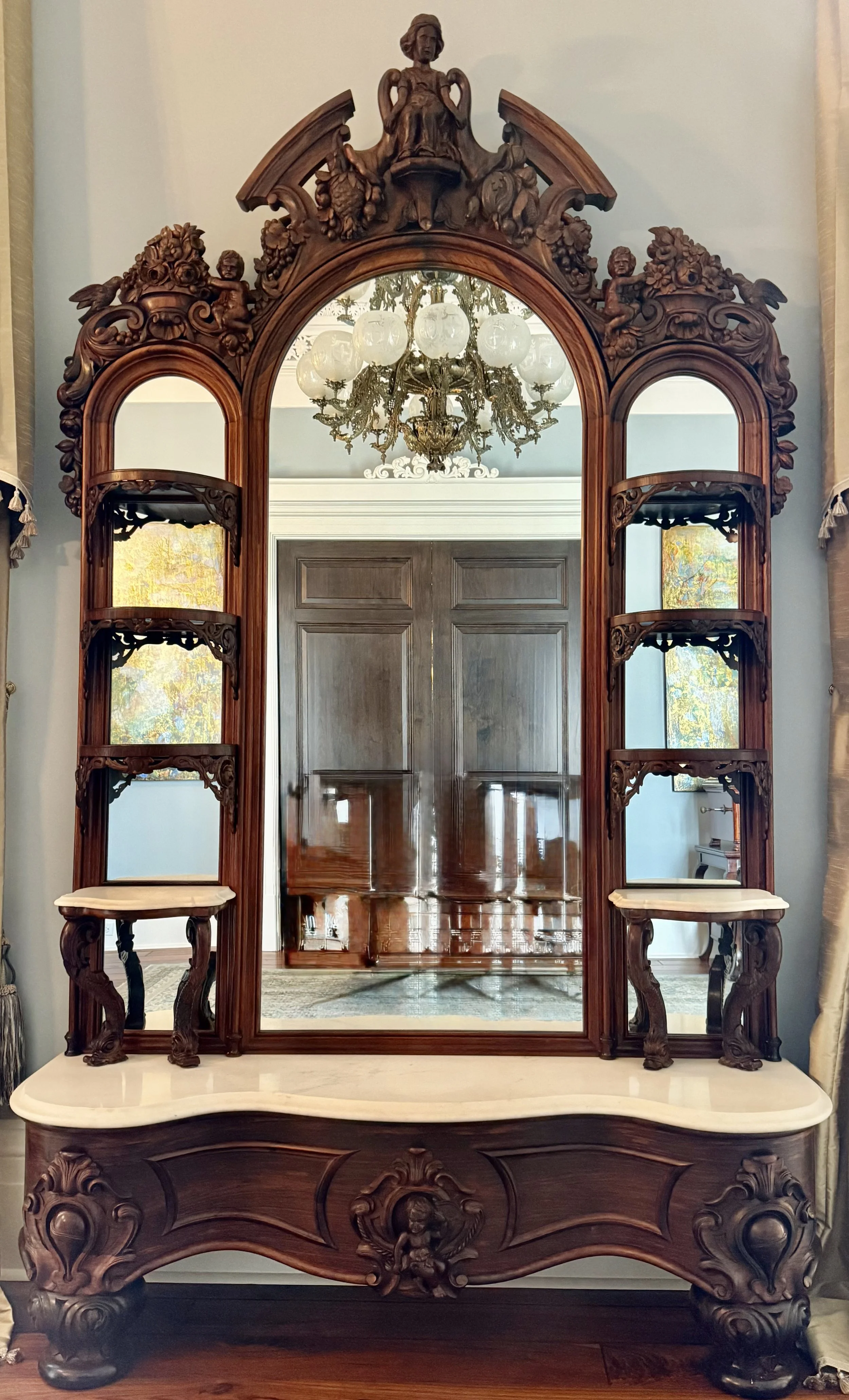 American Rococo Carved and Laminated Rosewood Étagère - John Henry Belter