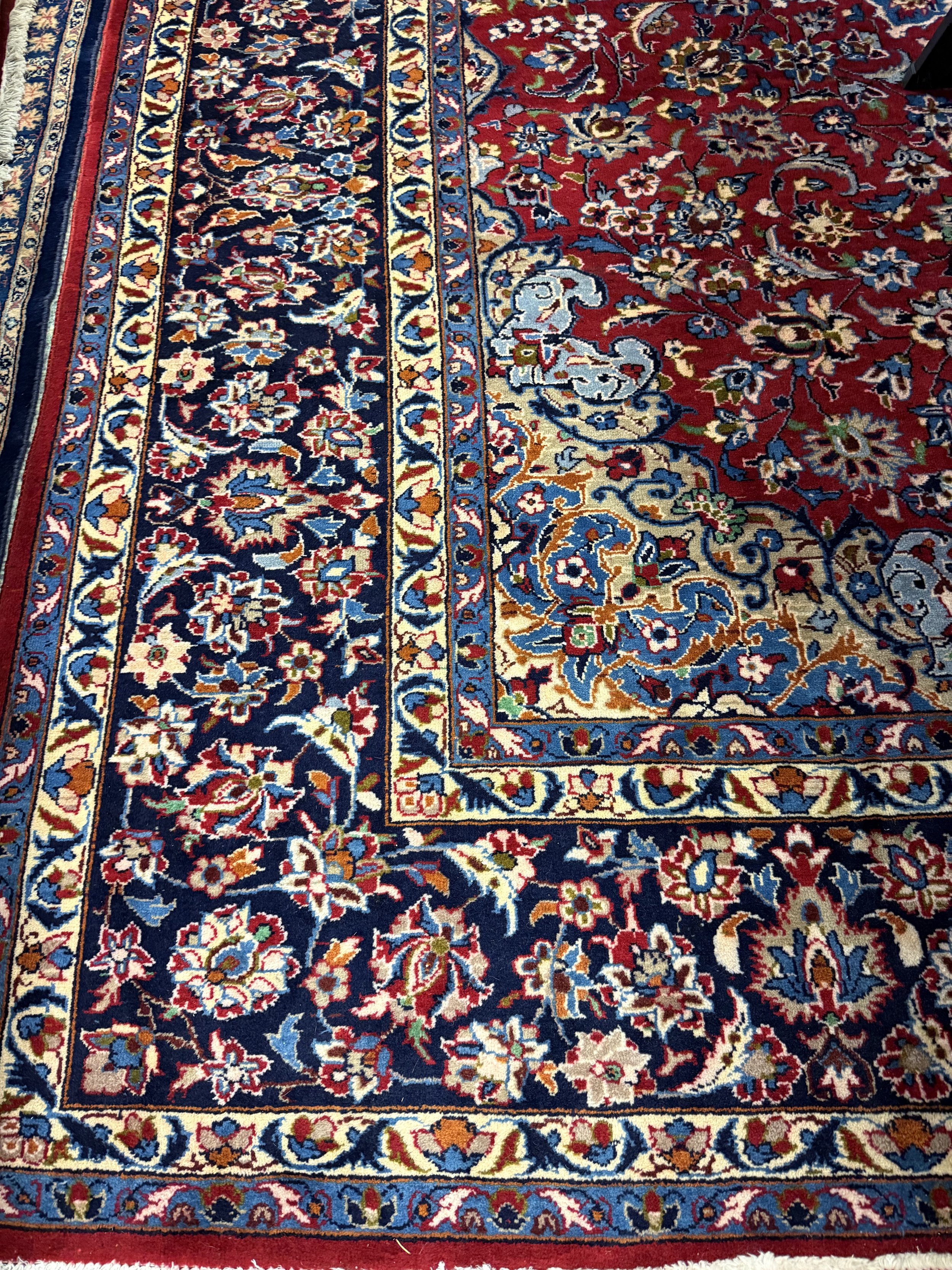 13’ 4” x 9’9” Herat Persian Hand Knotted 1960's Isfahan 100% Wool Rug