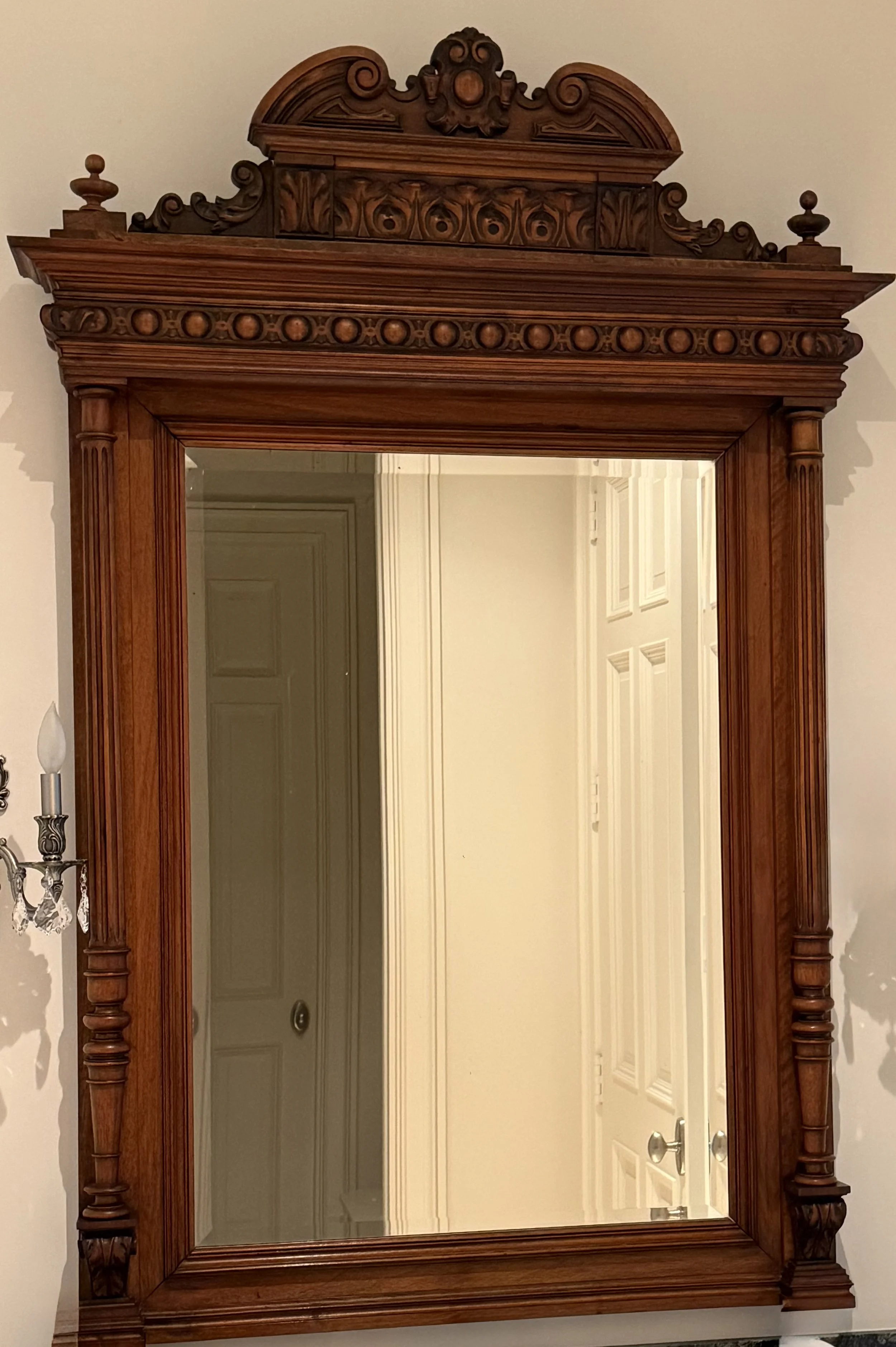 French Renaissance Revival Mirror in Walnut