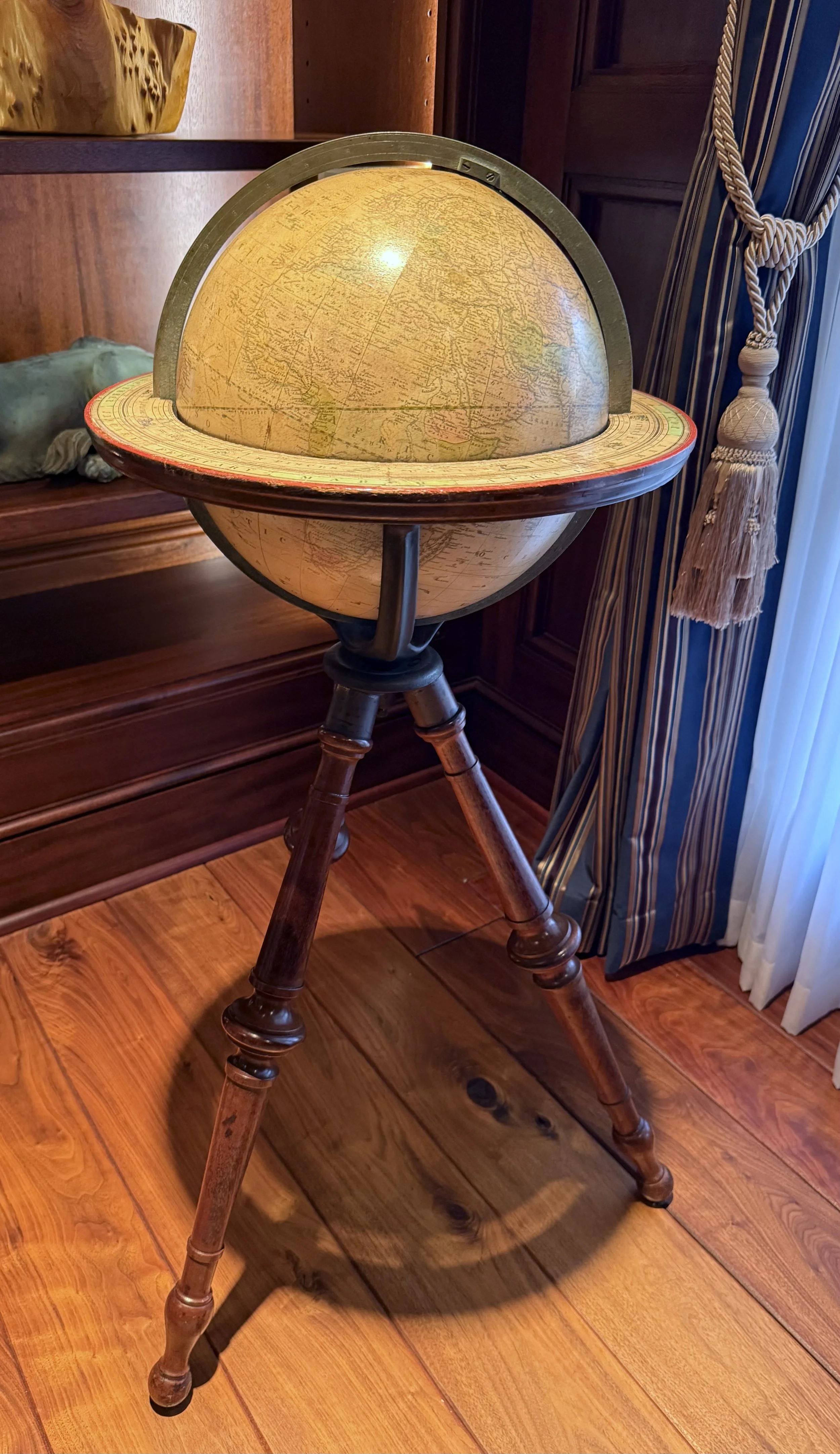 Fine American Twelve-Inch Library Globe on Stand
