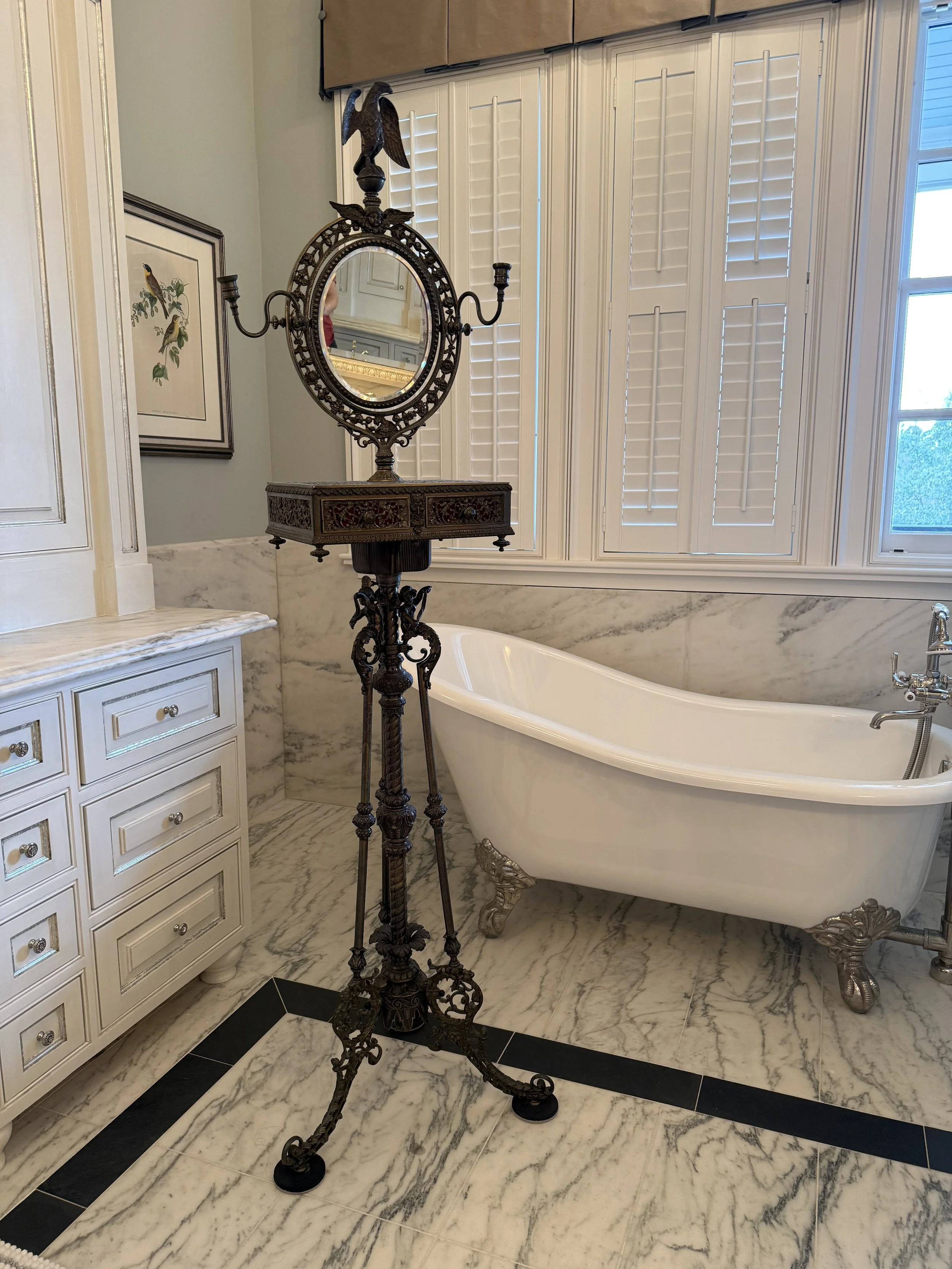 Continental Baroque-Style Cast Brass Shaving Stand