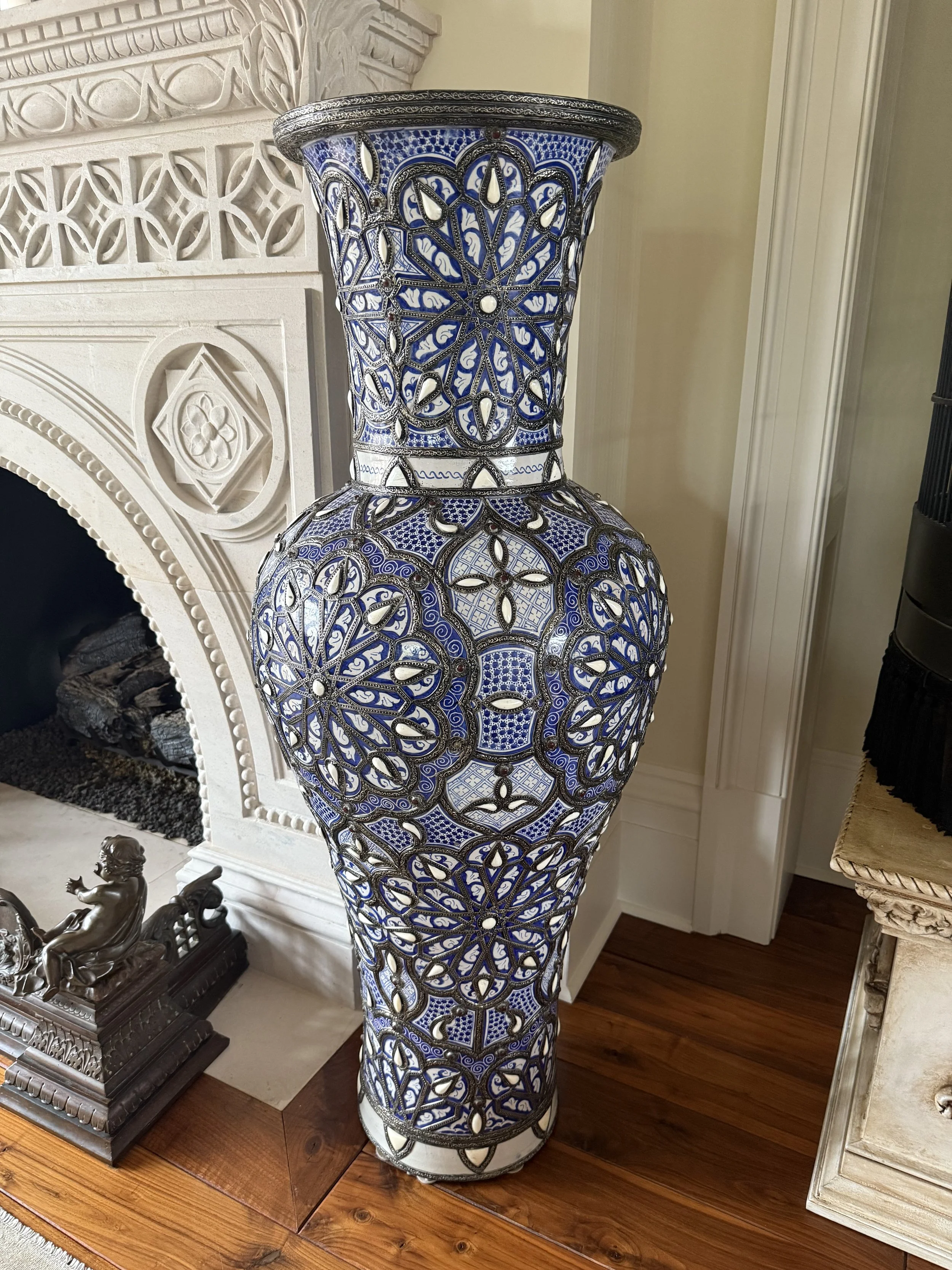 Pair Moroccan ceramic monumental vases