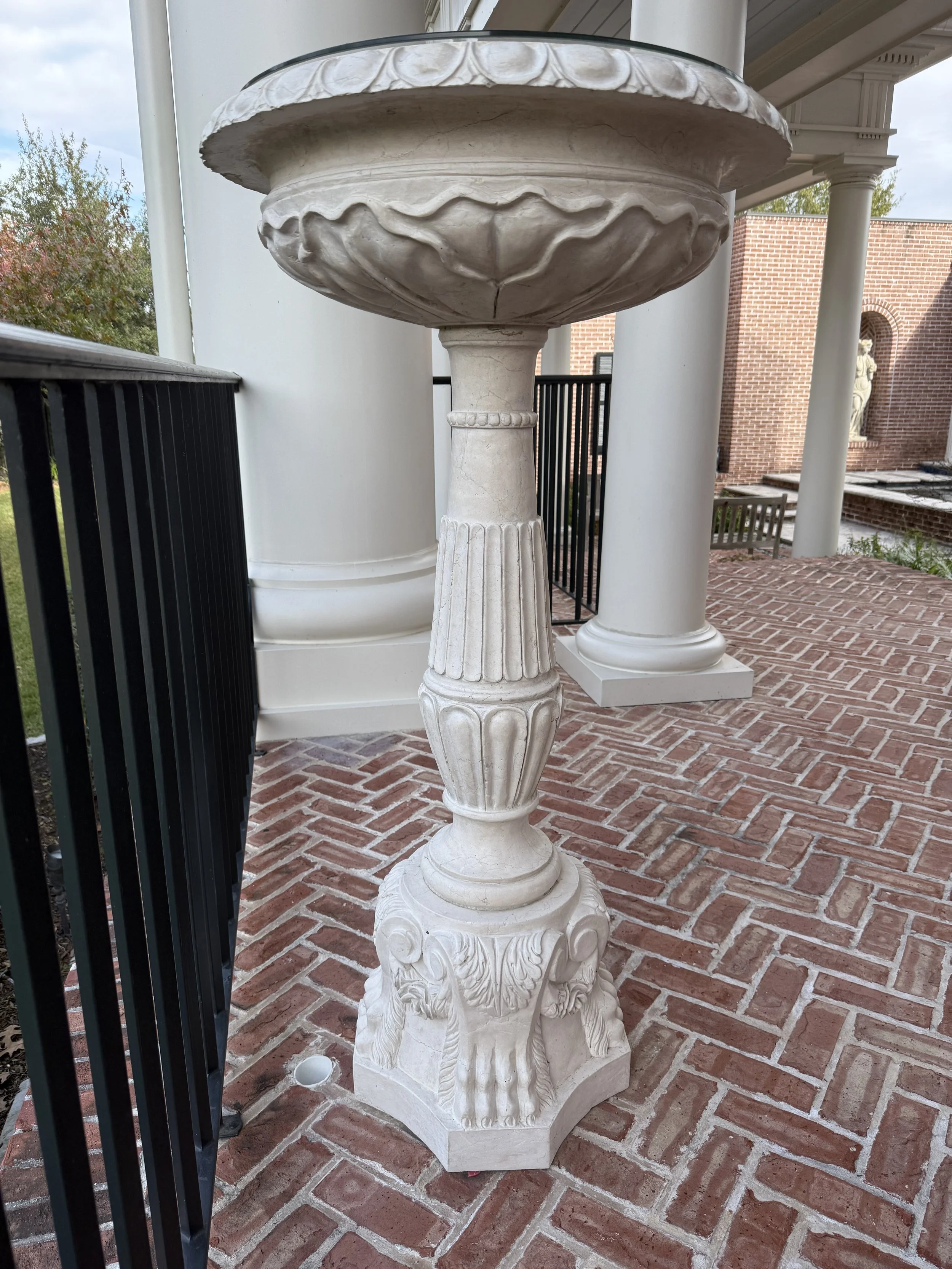 Pair of Handcarved Marble Classical-Style Planter or Birdbaths