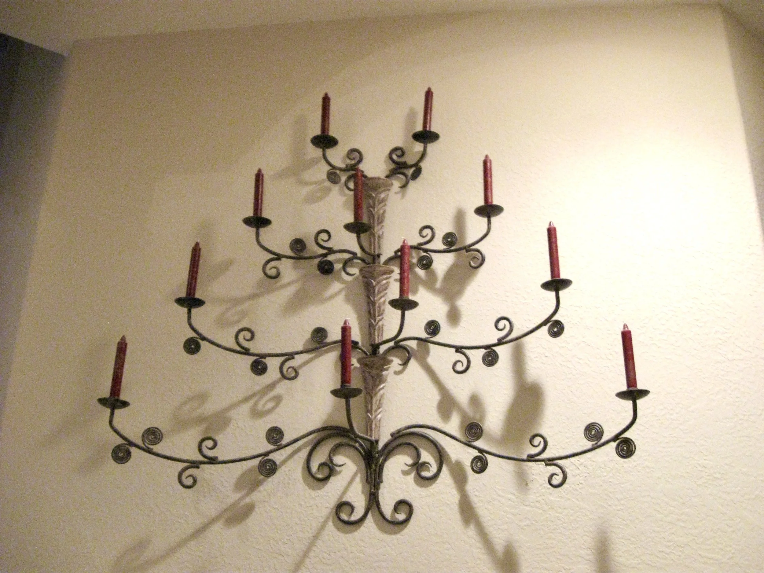 11 Candle Wrought Iron Wall Candelabra