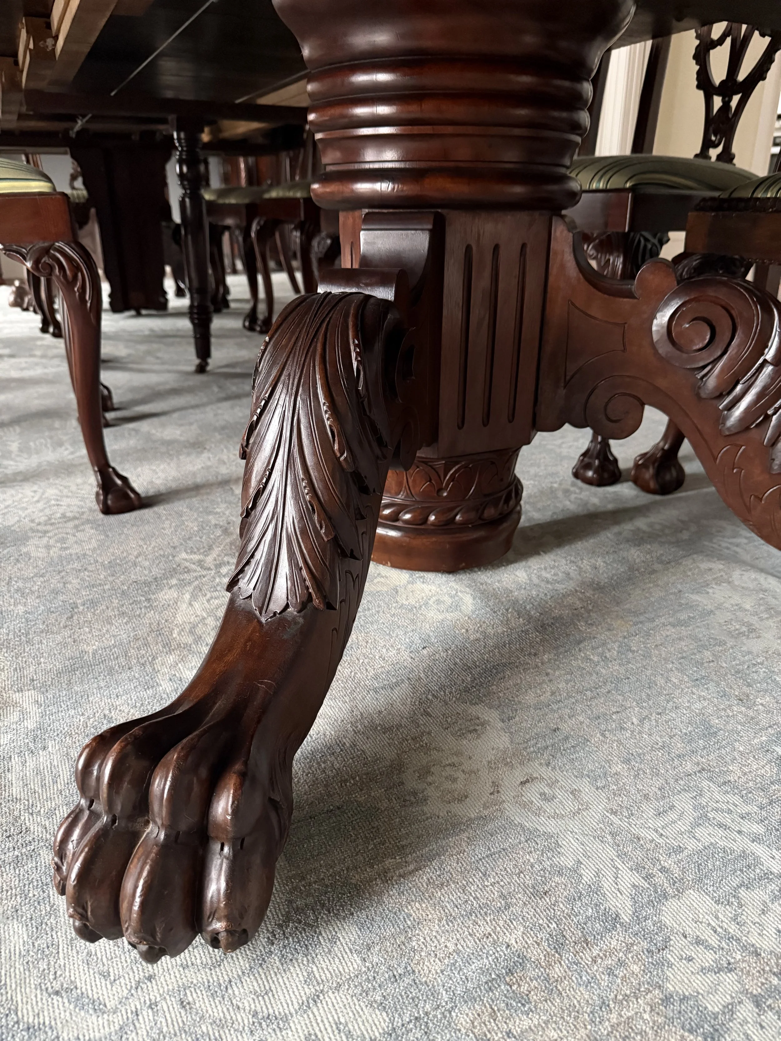 Monumental Empire Revival Santo Dominican Mahogany Dining Table