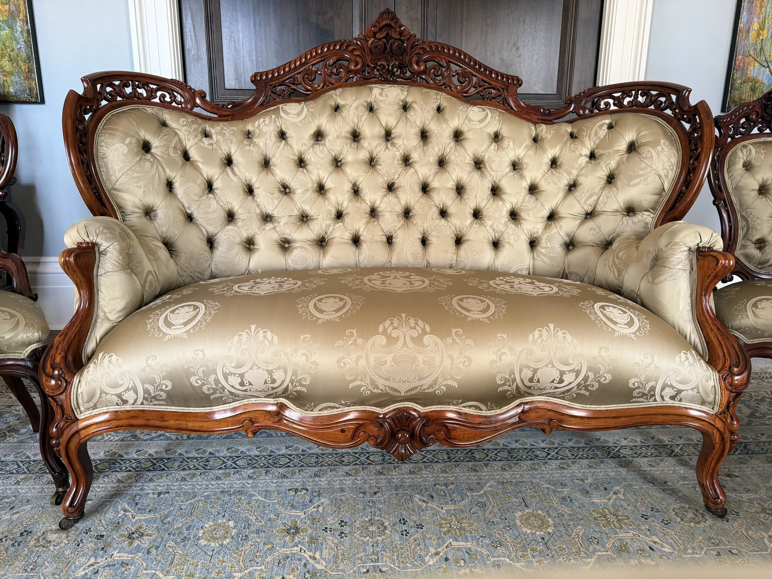 7 Piece Parlor Set by the famous Joseph Meeks with Stanton Hall Pattern, c. 1860