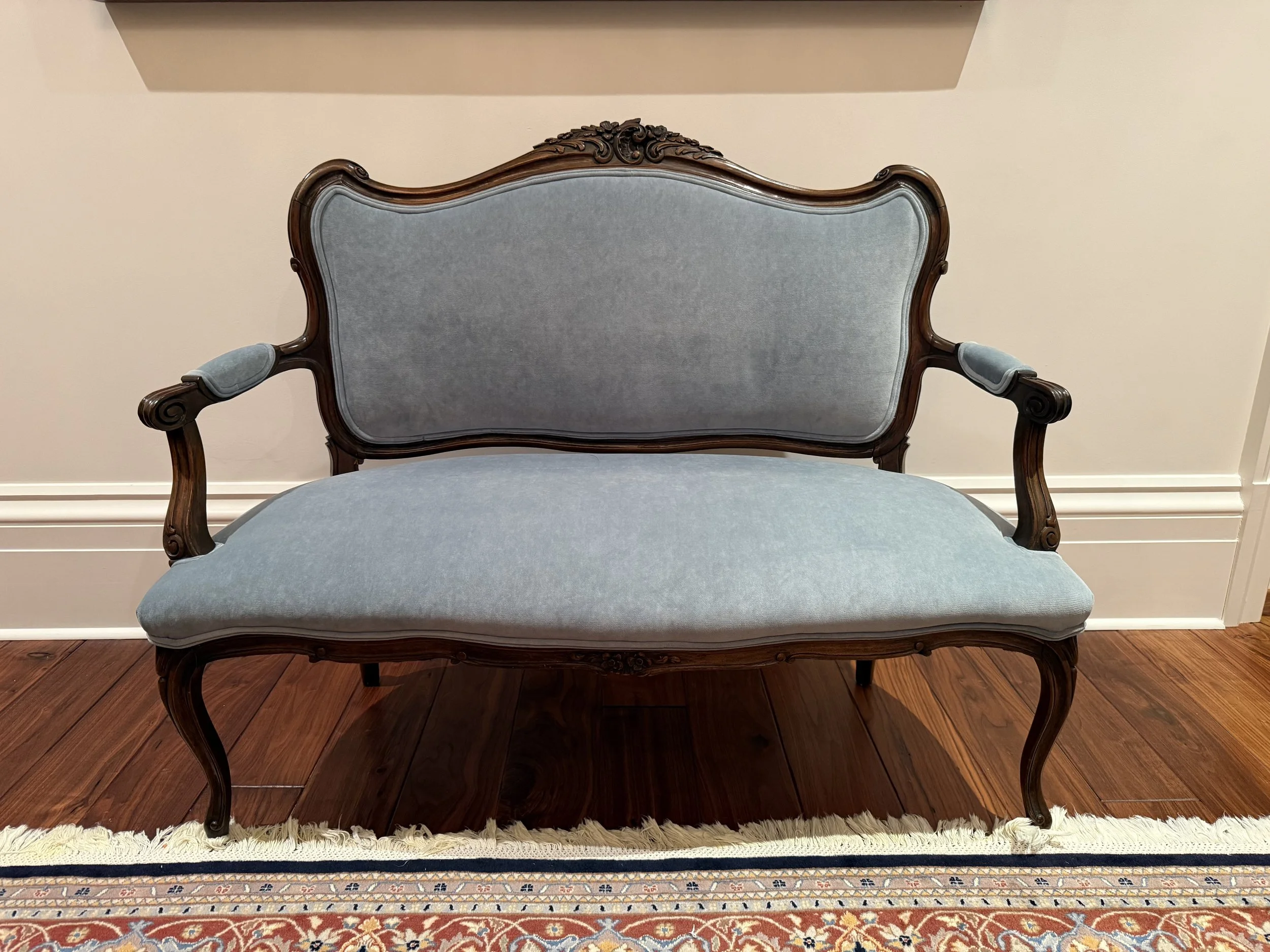 Louis XV-style carved rosewood setee