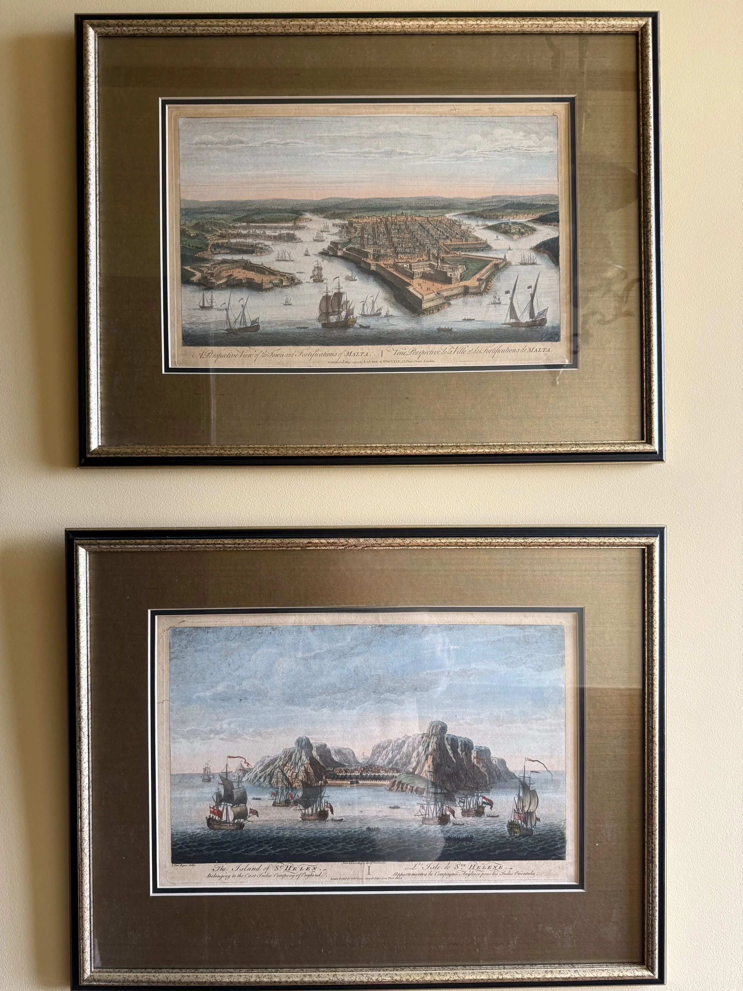 Pair of English Hand-Colored Engravings, Etched by Jan Van Ryne (Dutch, c. 1712-1760)