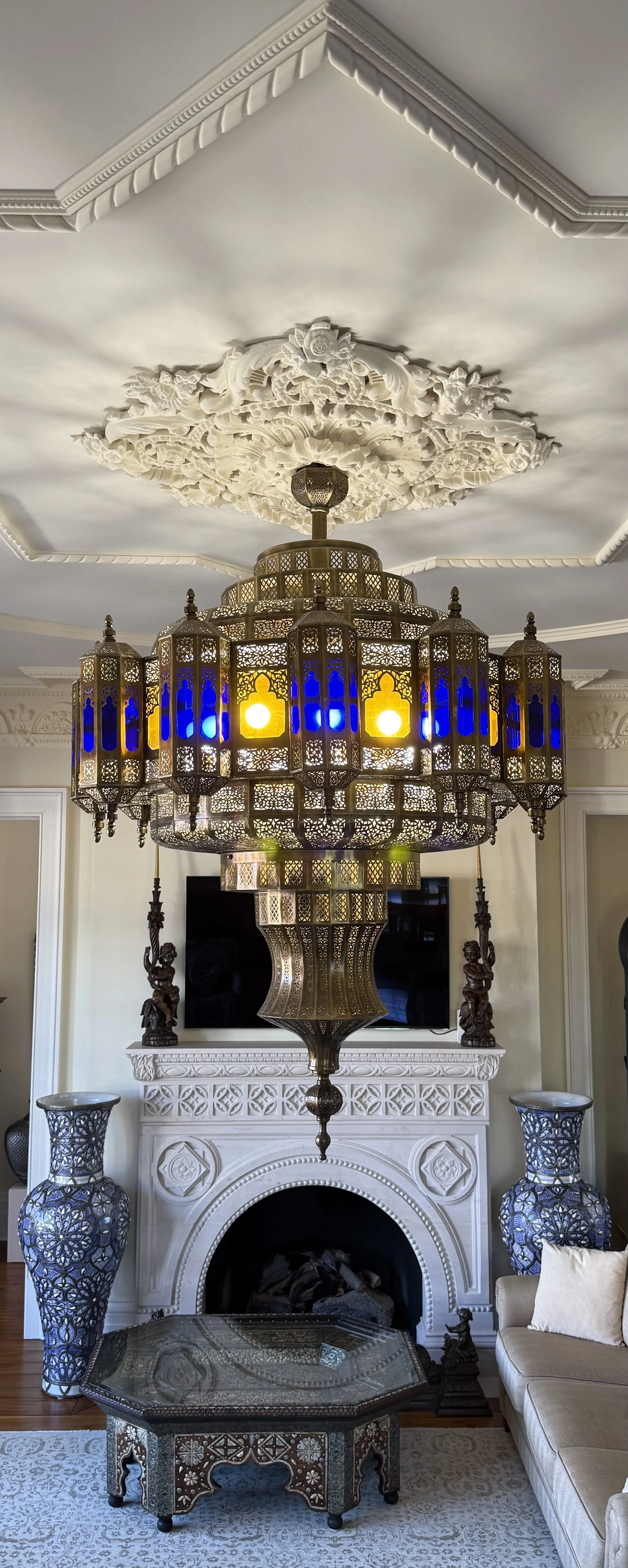 Monumental Handmade 12-Light Moroccan Brass Chandelier