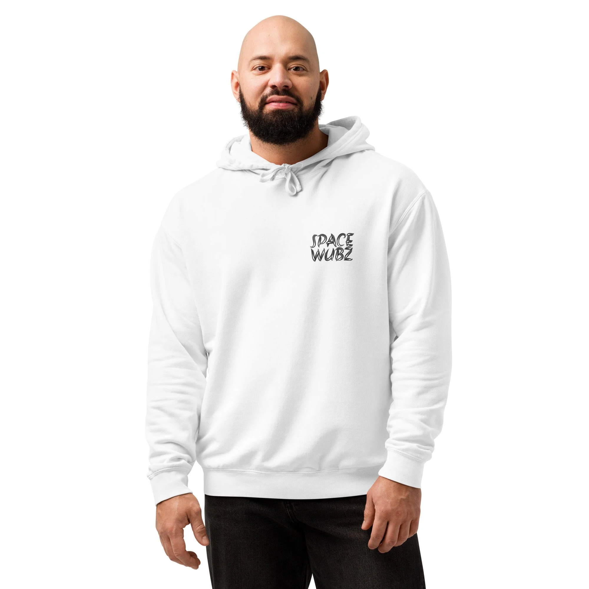 Unisex White Hoodie with Black Logo - Front Only