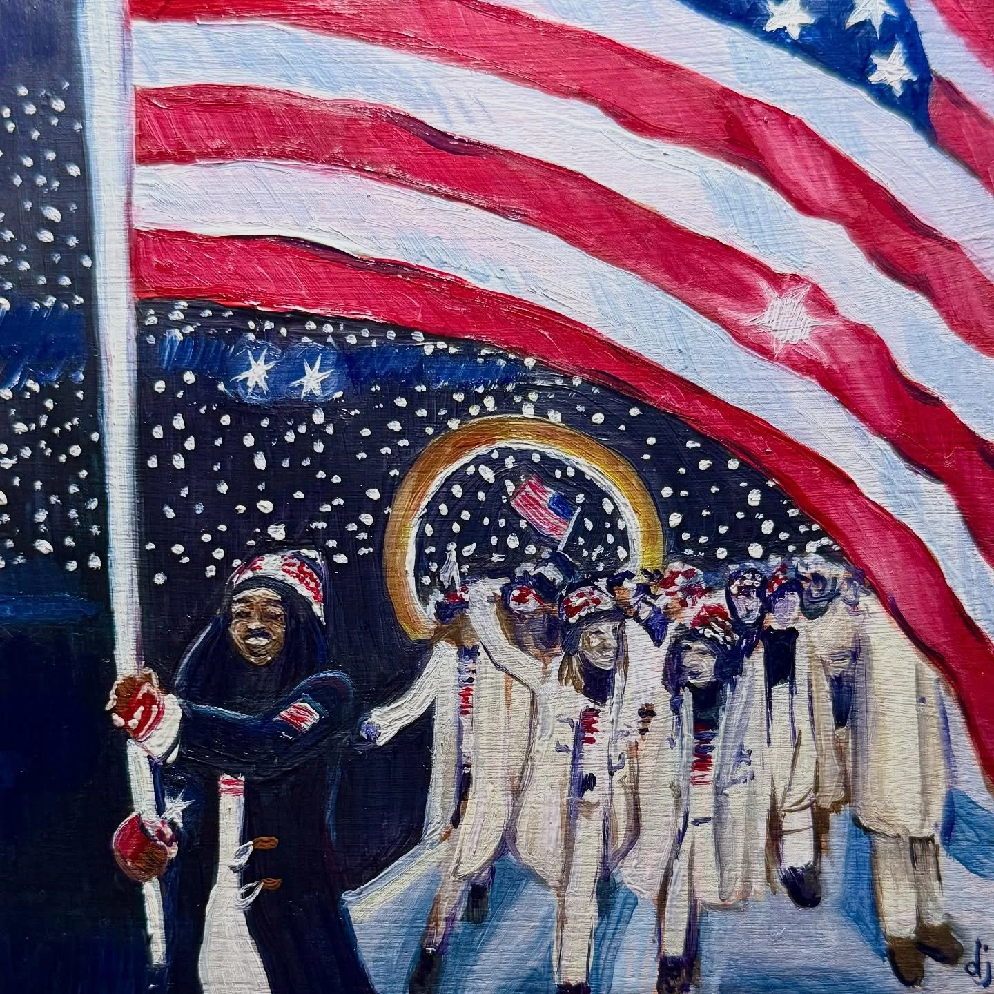 Bearing a Broken Barrier.
2026

On Friday, February 6, 2026, Erin Jackson carried the United States flag during the Opening Ceremony of the 2026 Winter Olympics in Milan-Cortina, Italy. She was selected by her fellow athletes as one of the flag beare