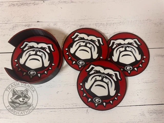 Georgia Bulldog Coaster Set (4-Pack with Holder)