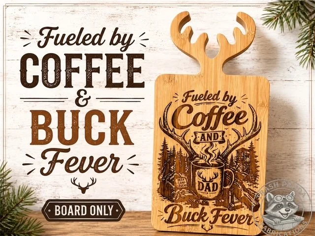 Fueled by Coffee and Buck Fever — Engraved Dad Hunting Board