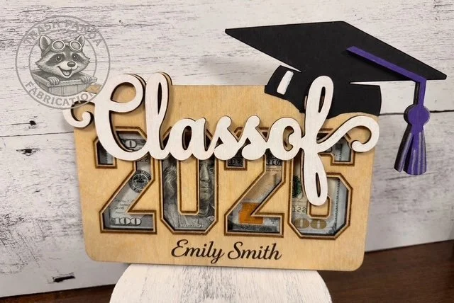 Laser Cut Wood Graduation Money Holder  - Personalized