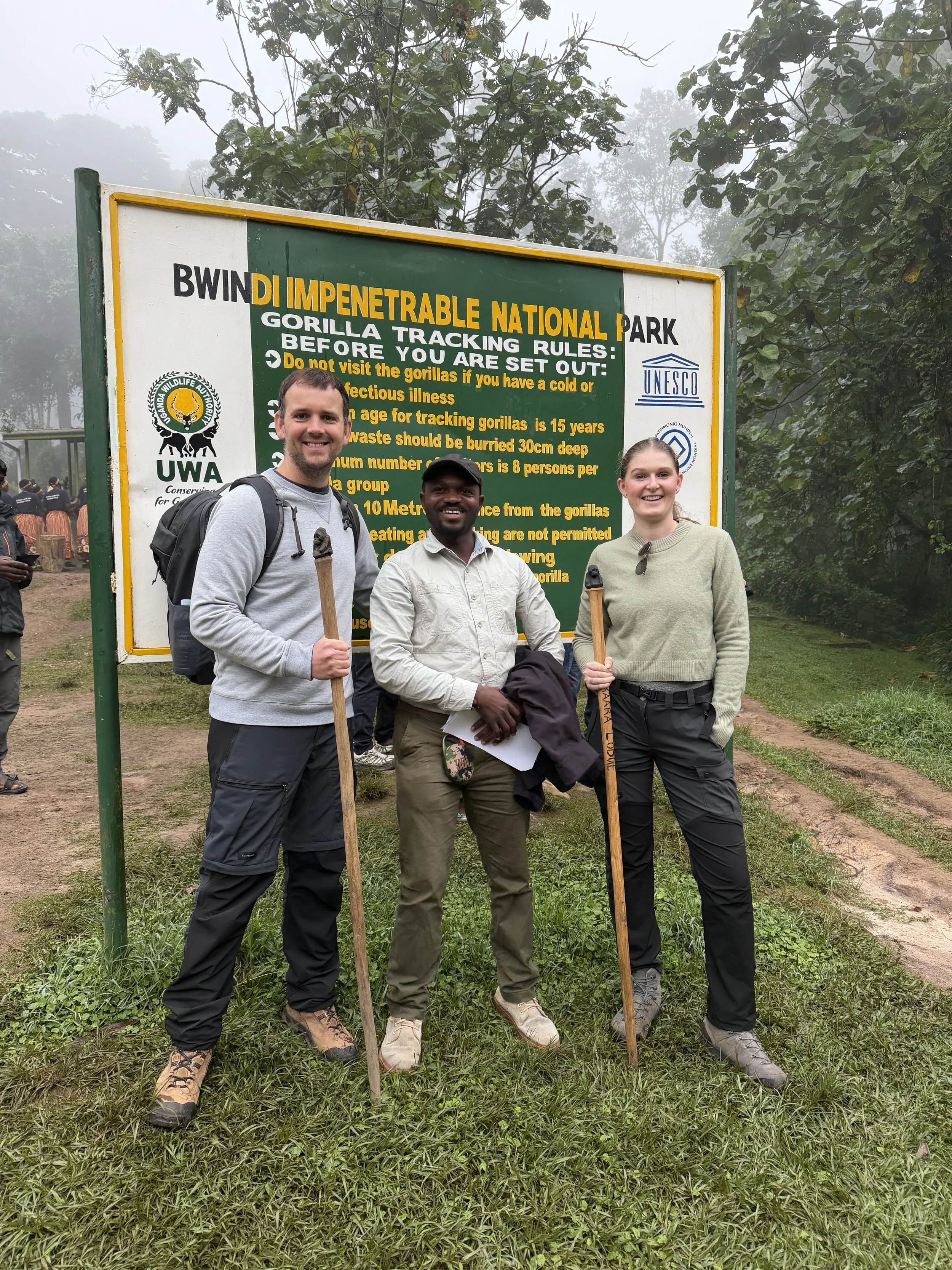 William, Baluku & Beks before a gorilla trek