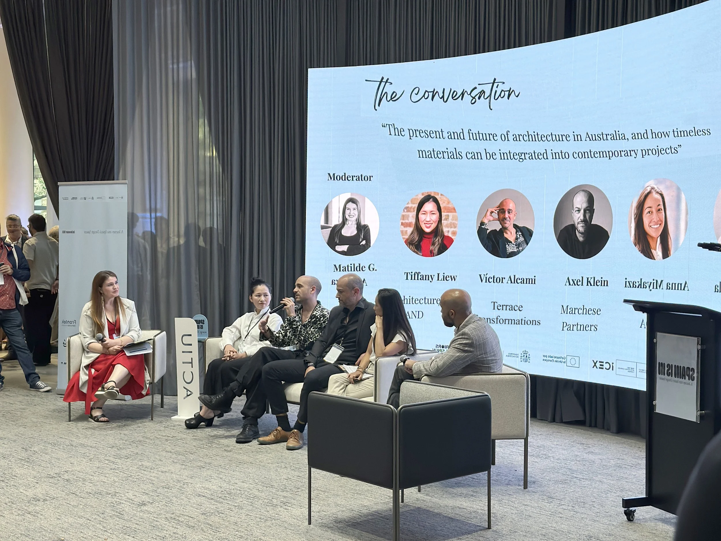 Panel discussion at The Conversation conference in Sydney with architecture and design speakers.
