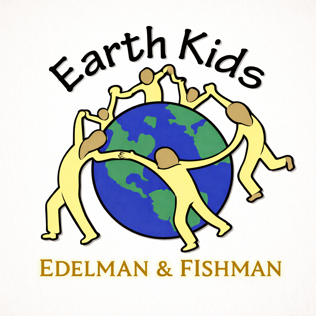 Cover art for Earthkids the Musical by Neil Fishman and Harvey Edelman, featuring children joining hands around the Earth.