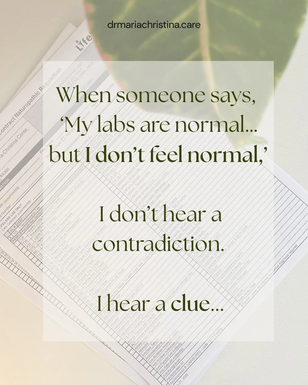 When someone tells me, &ldquo;My doctor said my labs are normal&hellip; but I don&rsquo;t feel normal,&rdquo; I don&rsquo;t hear a contradiction.

I hear a clue. 🩸 

Because &ldquo;normal&rdquo; on a report often just means you didn&rsquo;t cross a 
