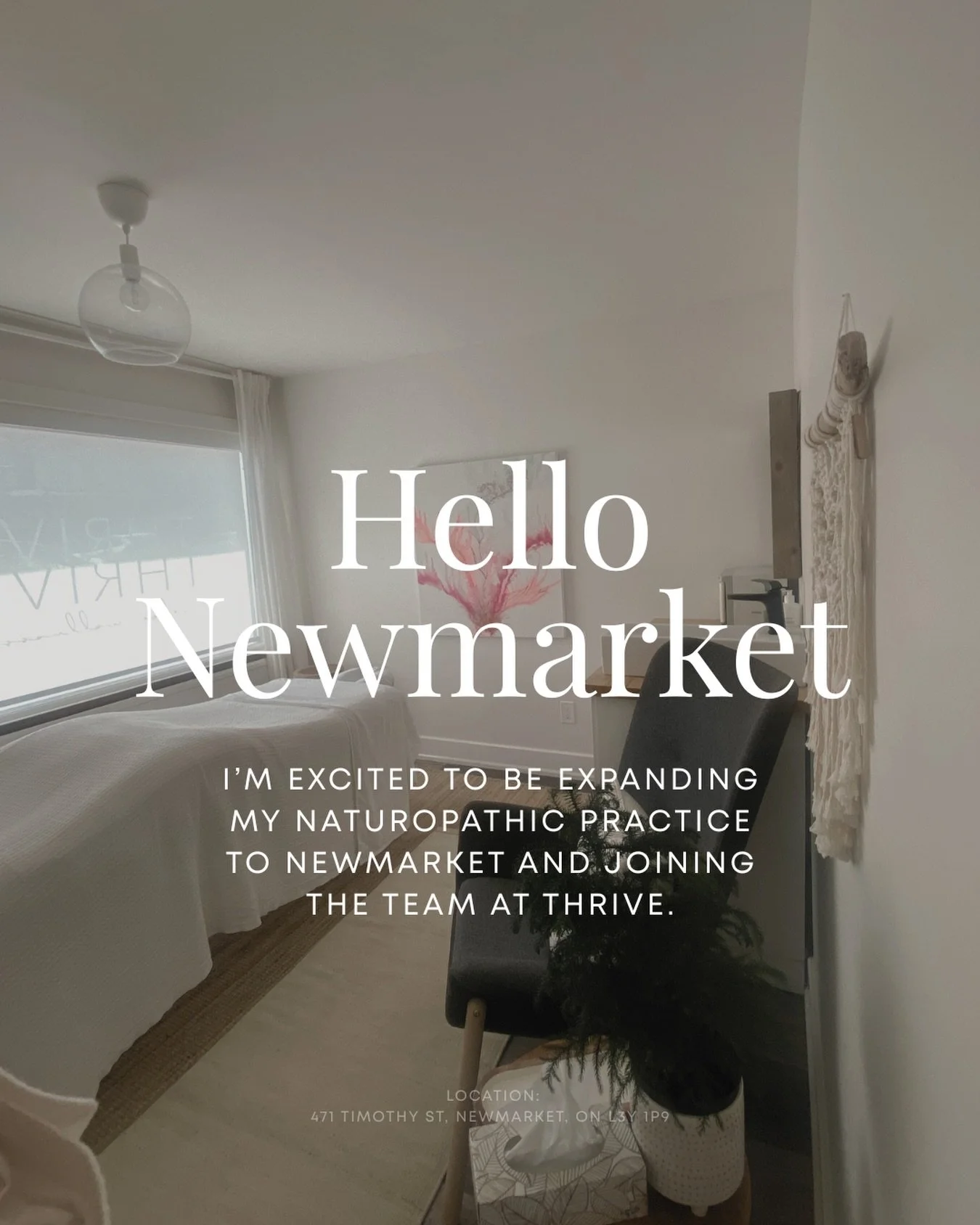 Hello, Newmarket! 

I&rsquo;m thrilled to share that my practice is growing, and I&rsquo;m now welcoming patients at Thrive Urban Wellness. 

This beautiful new space marks an exciting chapter, and I&rsquo;m deeply grateful for the opportunity to gro