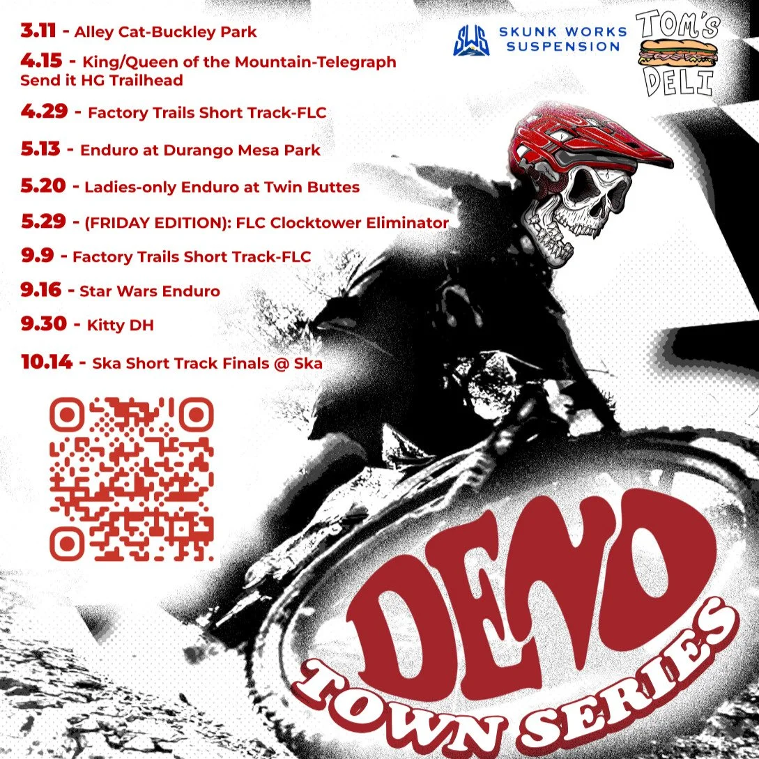 Local racing is back with the iconic Devo Town Series kicking off next week! 

This year the KOM/QOM Telegraph event is sponsored by SWS and will include a chainless DH option. Ride up Telegraph as usual, at the top we'll remove your chain for a grav