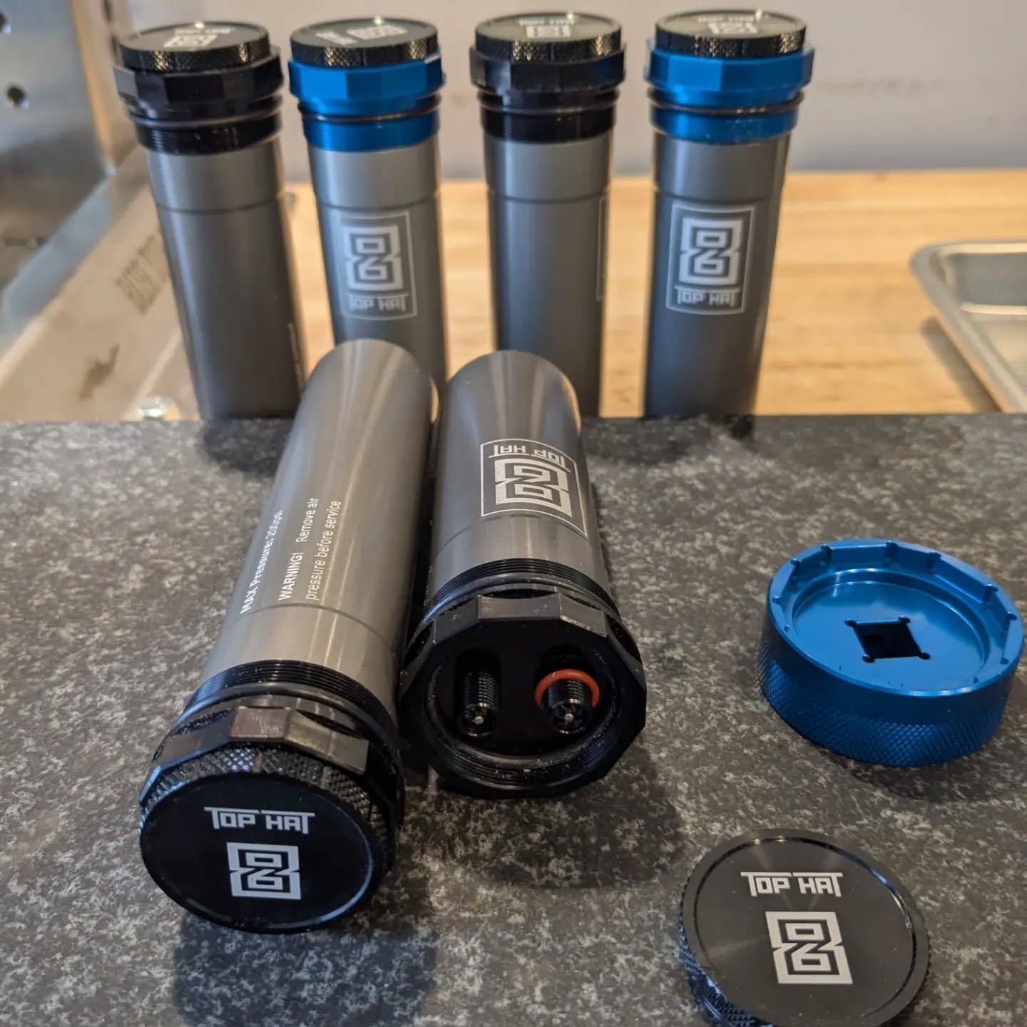 Looking for the ultimate in tunability and performance for your Fox or RockShox fork? Skunk Works Suspension has @ride.886 Top Hats and service parts in stock. 

These units function as a dynamic volume spacer for the air spring. Internal pressure, v