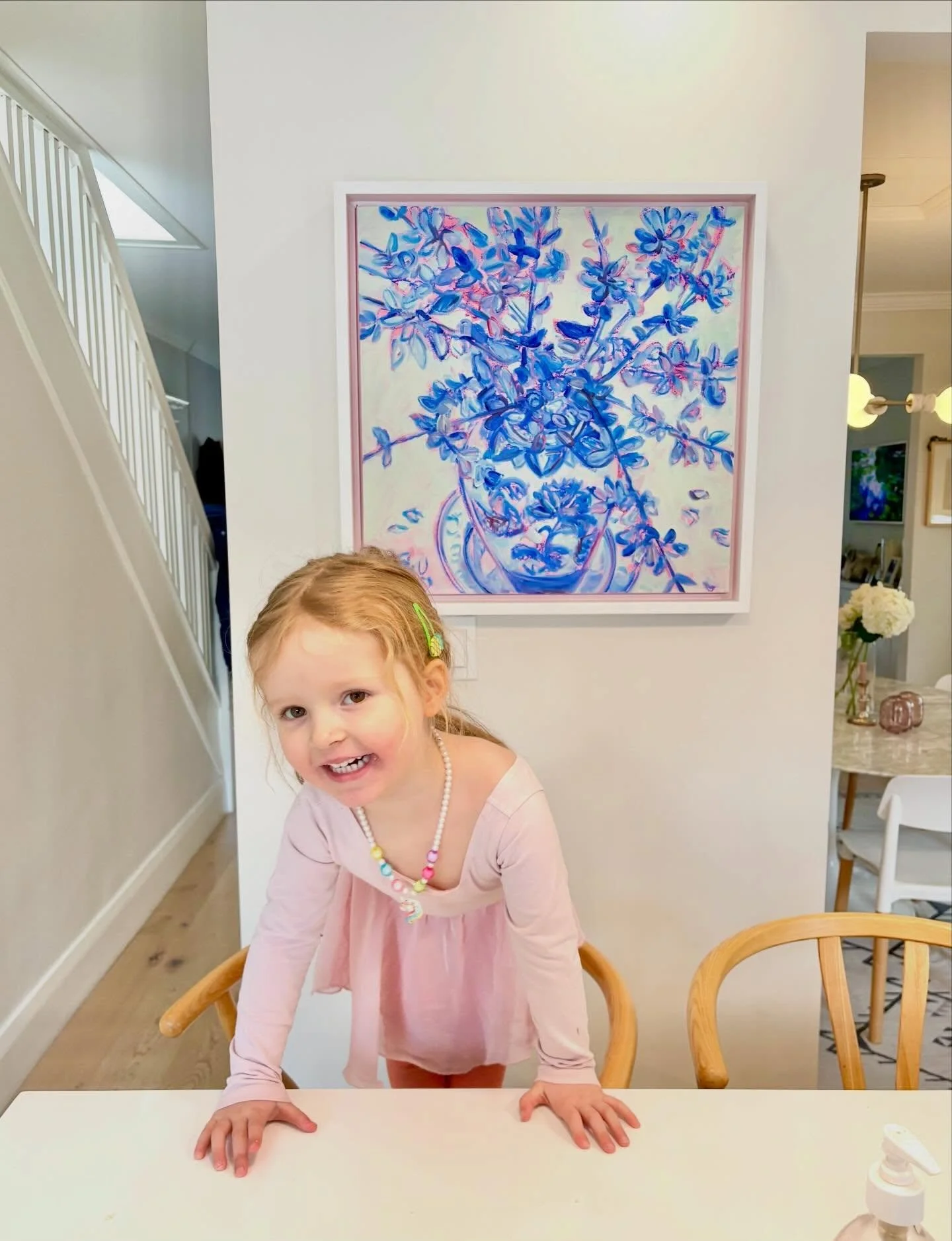 Adorable ballerina to grab your attention. 😊 It is always a treat to receive a photo of my art hanging up in a collector&rsquo;s home!  This painting called &ldquo;Until Next Time&rdquo; purchased at @theartistproject looks fabulous in this sunny, m