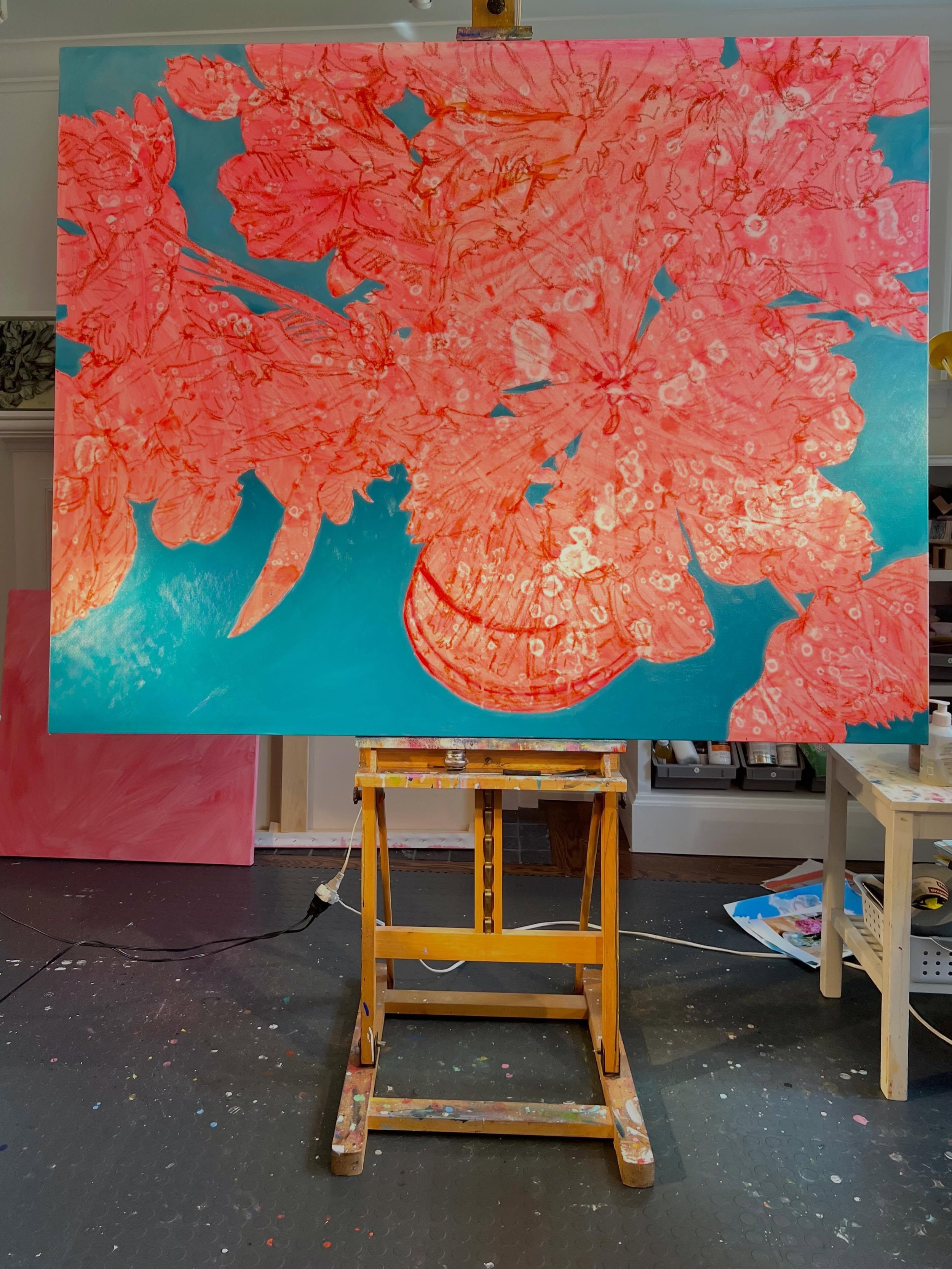 And just like spring, everything starts all over again.  Let&rsquo;s do this!  #commission #marymclornvalle #neonpink #tulips #originalart