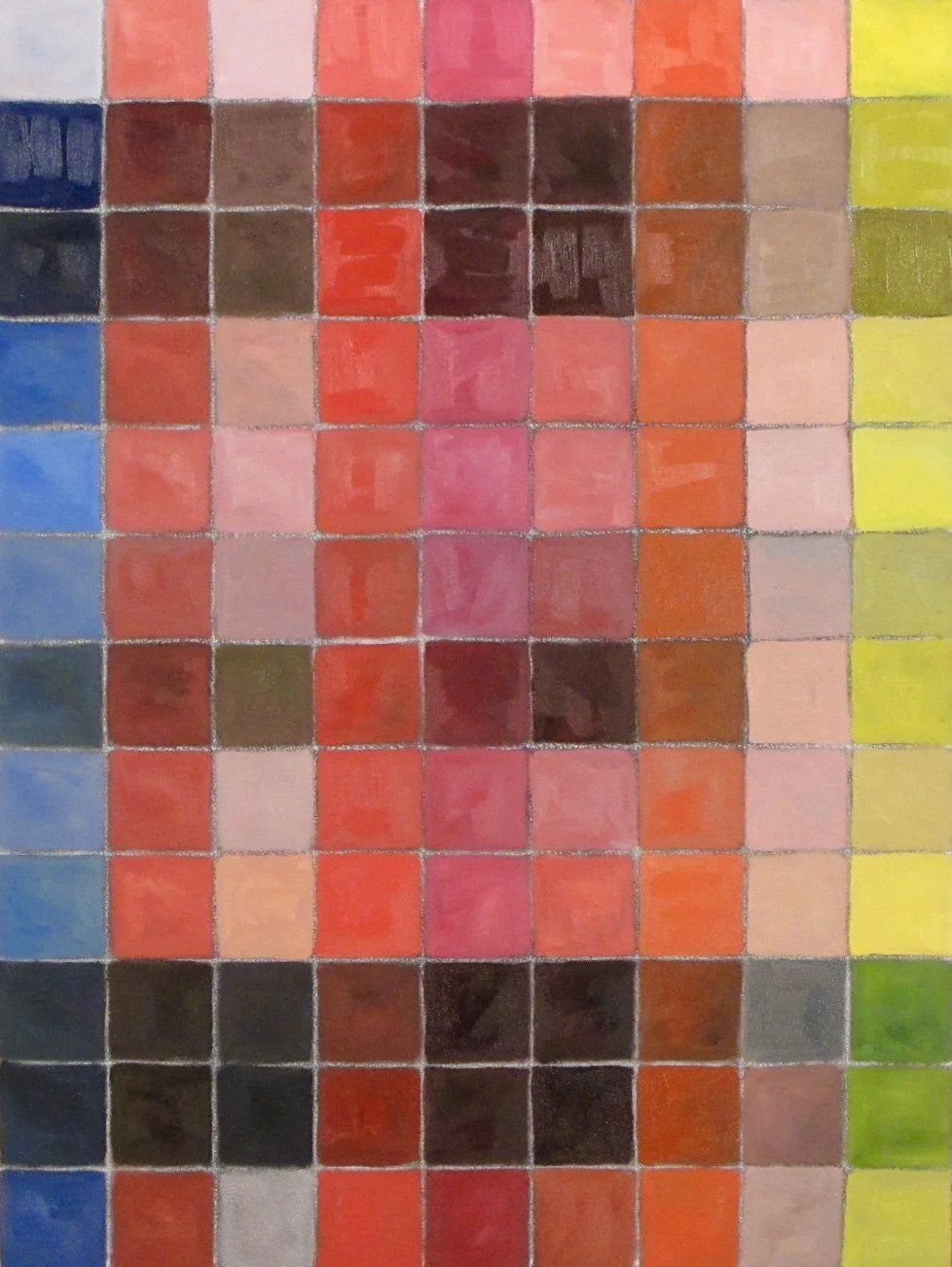 Red Study with Blue and Yellow, triptych