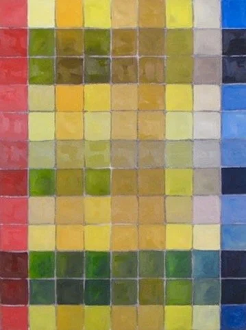 Yellow Study with Red and Blue, triptych