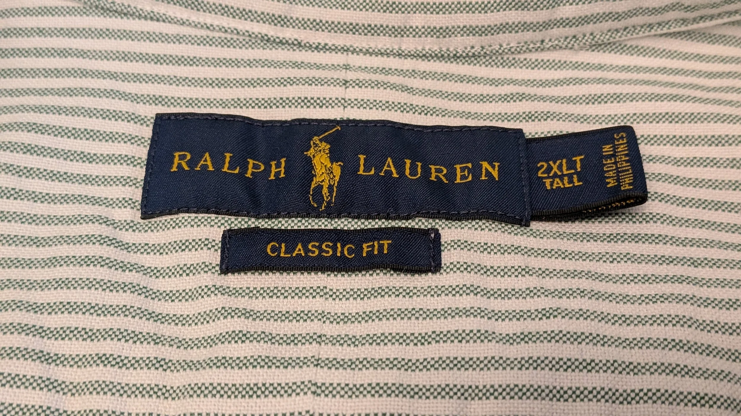 Ralph Lauren Polo Shirt - 2XL Tall - Multicolor Pony Logo Green Stripe