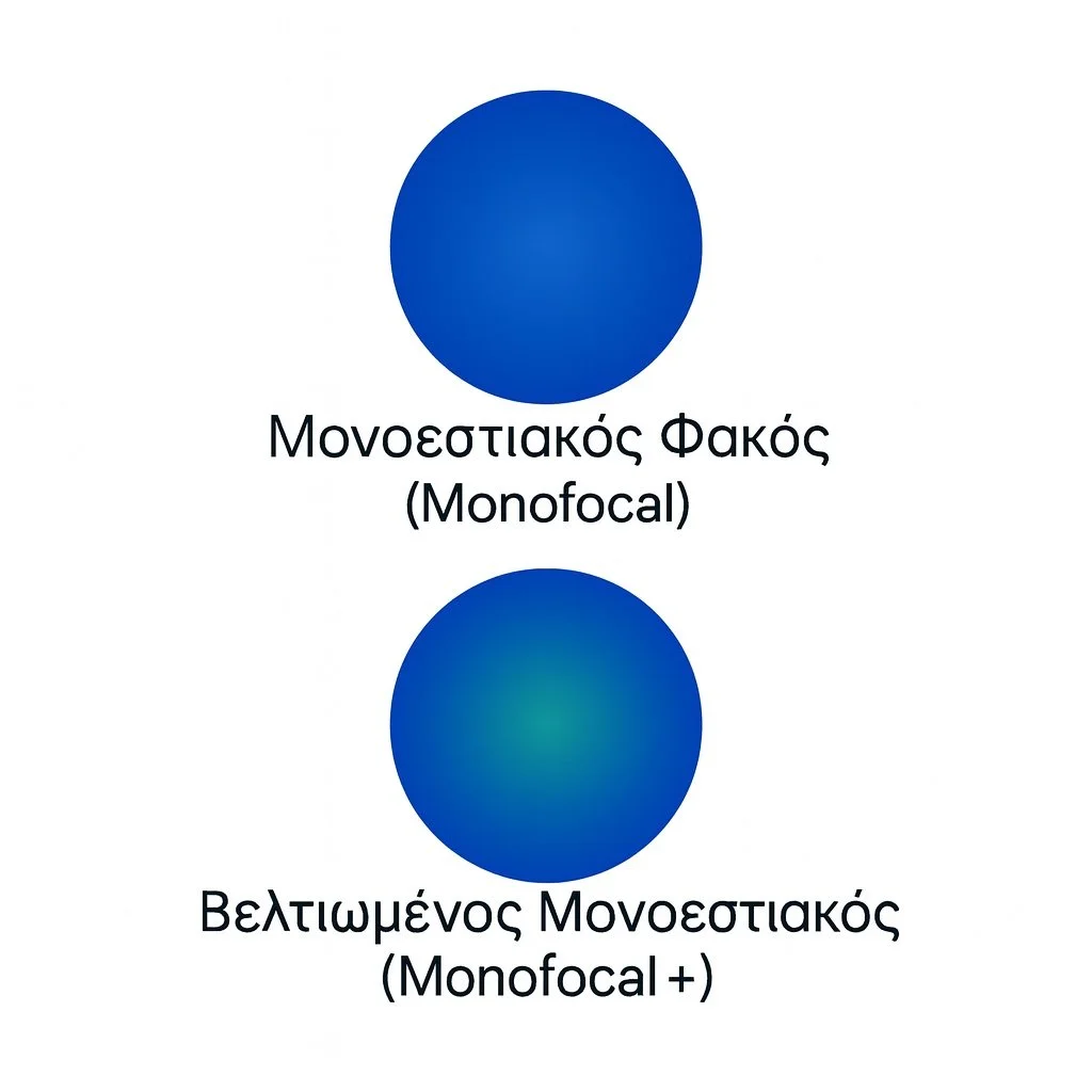 Διαφορά μονοεστιακού και Monofocal Plus ενδοφακού στην επέμβαση καταρράκτη – εύρος εστίασης και ενδιάμεση όραση
