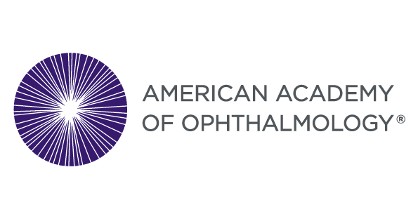 Logo of the American Academy of Ophthalmology featuring a purple radiating circular design and the organization’s name.
