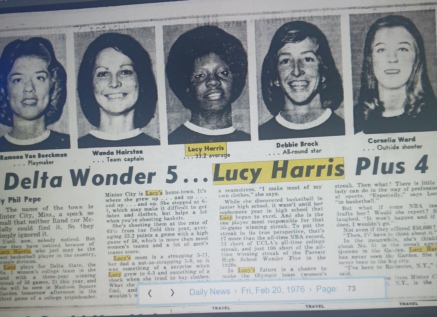 Lucy and the "fab five" as they were known on campus, lead by Lucy this Delta State team would go on to win national championship titles.